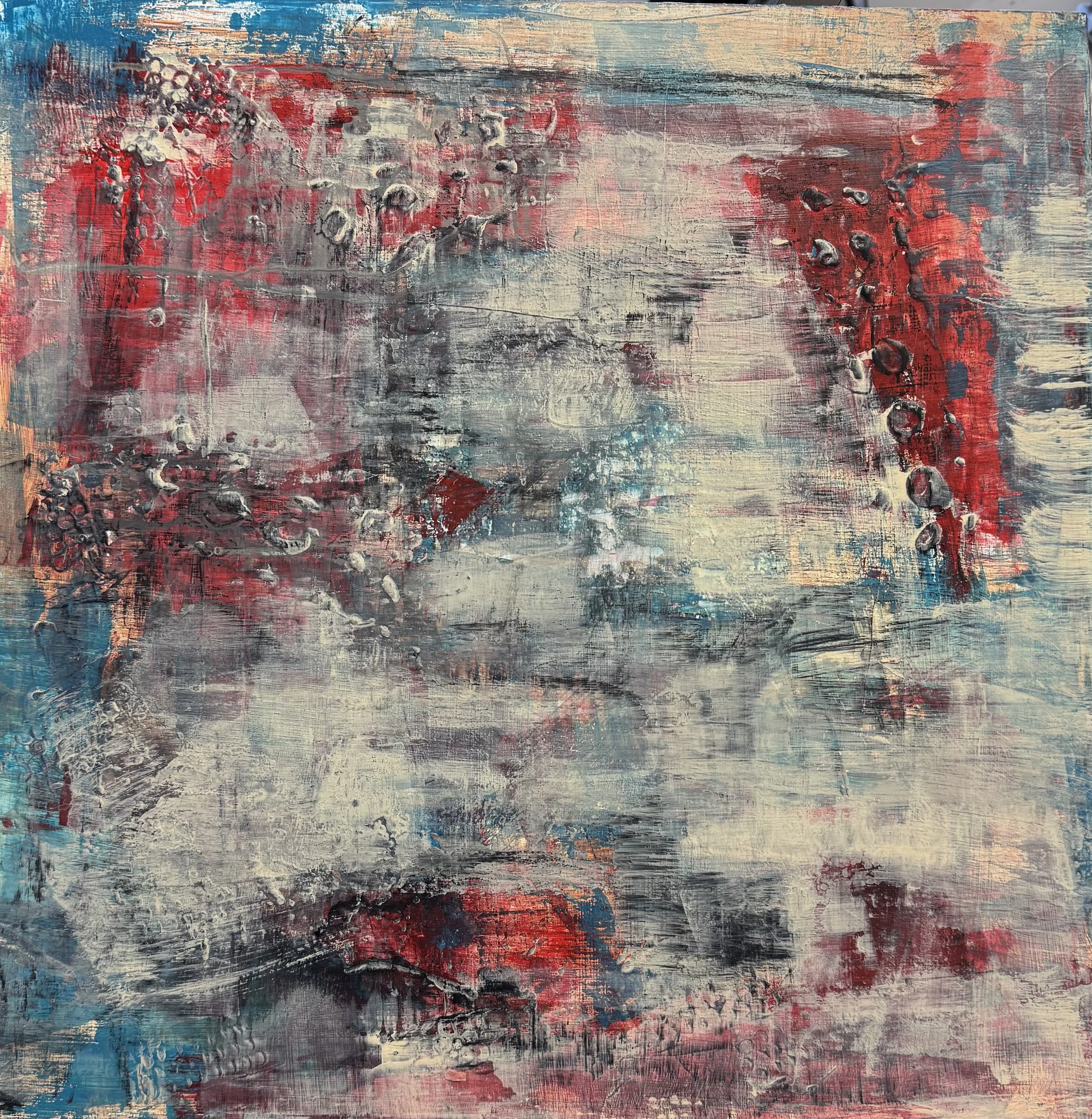   Rain , acrylic on panel, 18 × 18 in. 