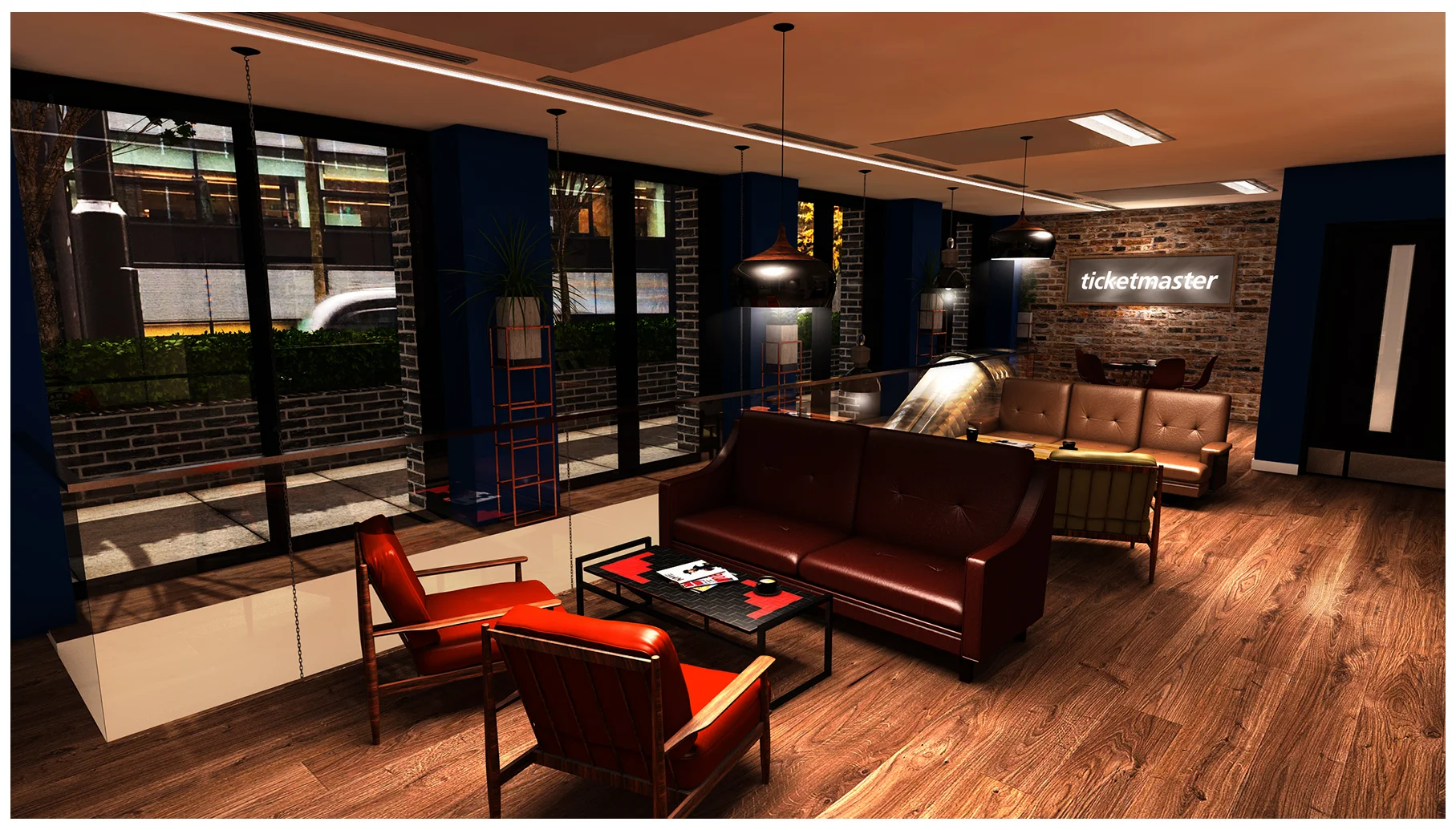 3D Interior Visualisation of Ticketmaster HQ created in Cinema 4D