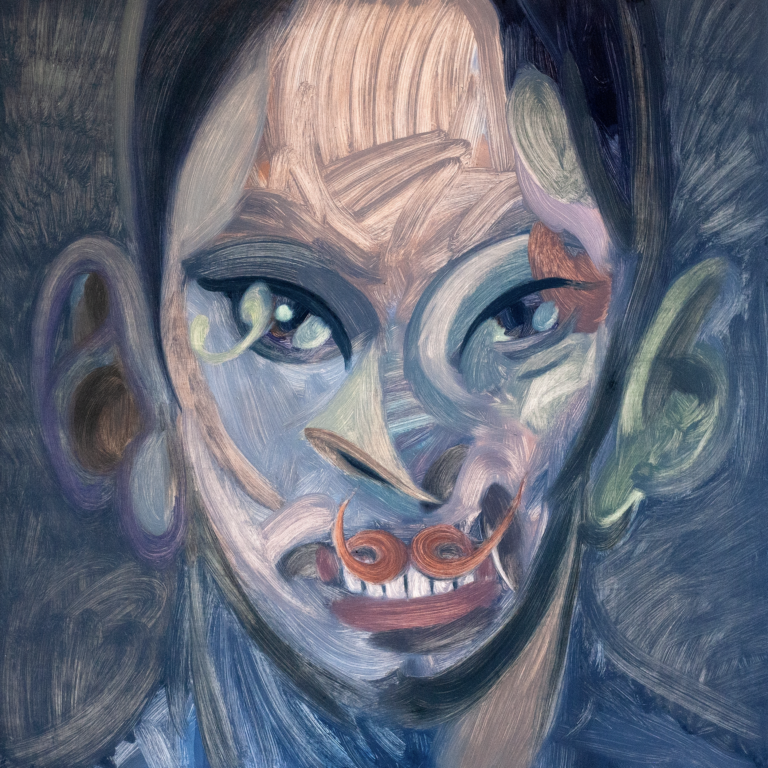 Picasso y Tamayo beben Mezcal, öleo sobre creta y madera, 60x60 cm 2020, Oaxaca