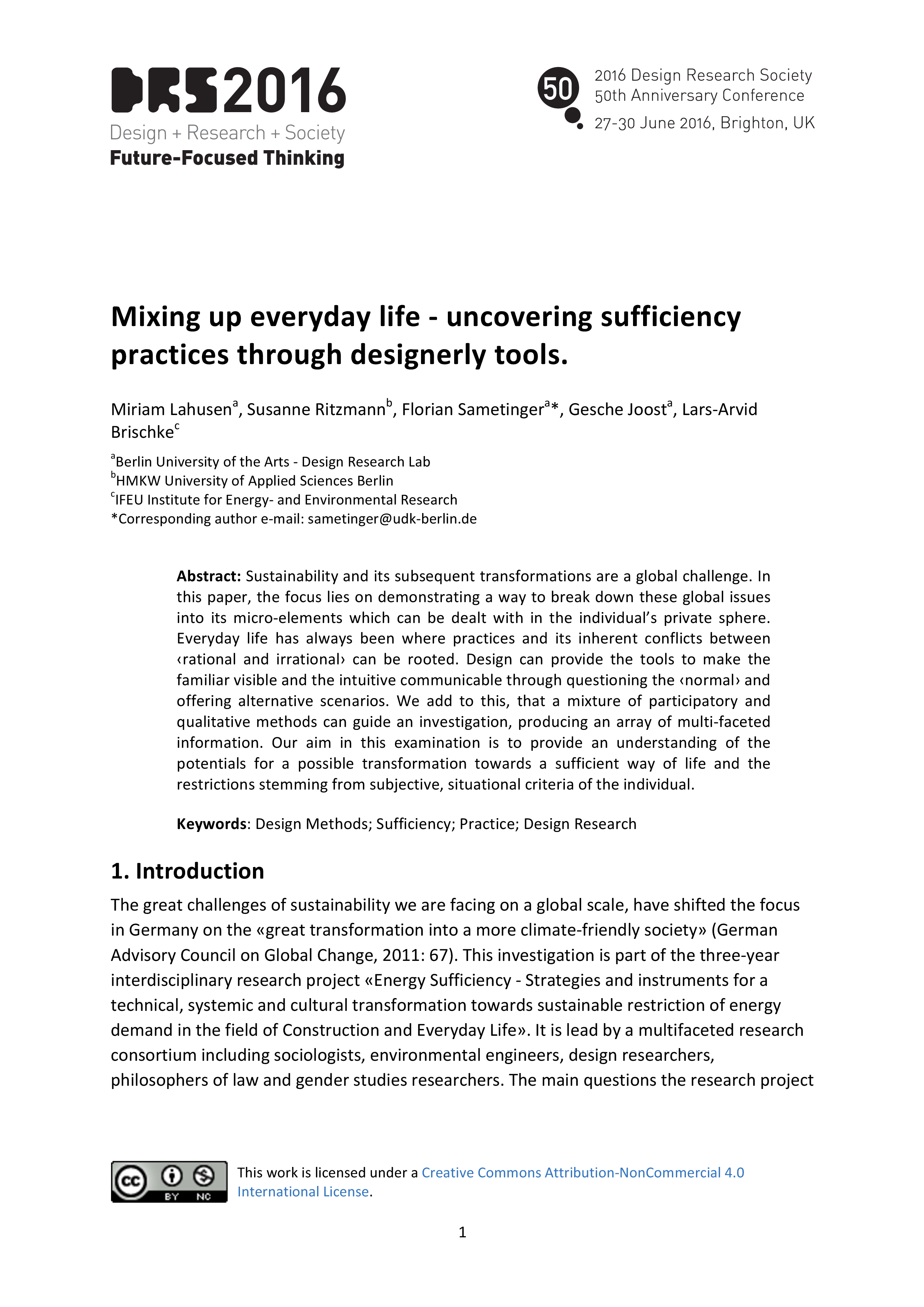 Uncovering Sufficiency Practices Through Designerly Tools Drs2016
