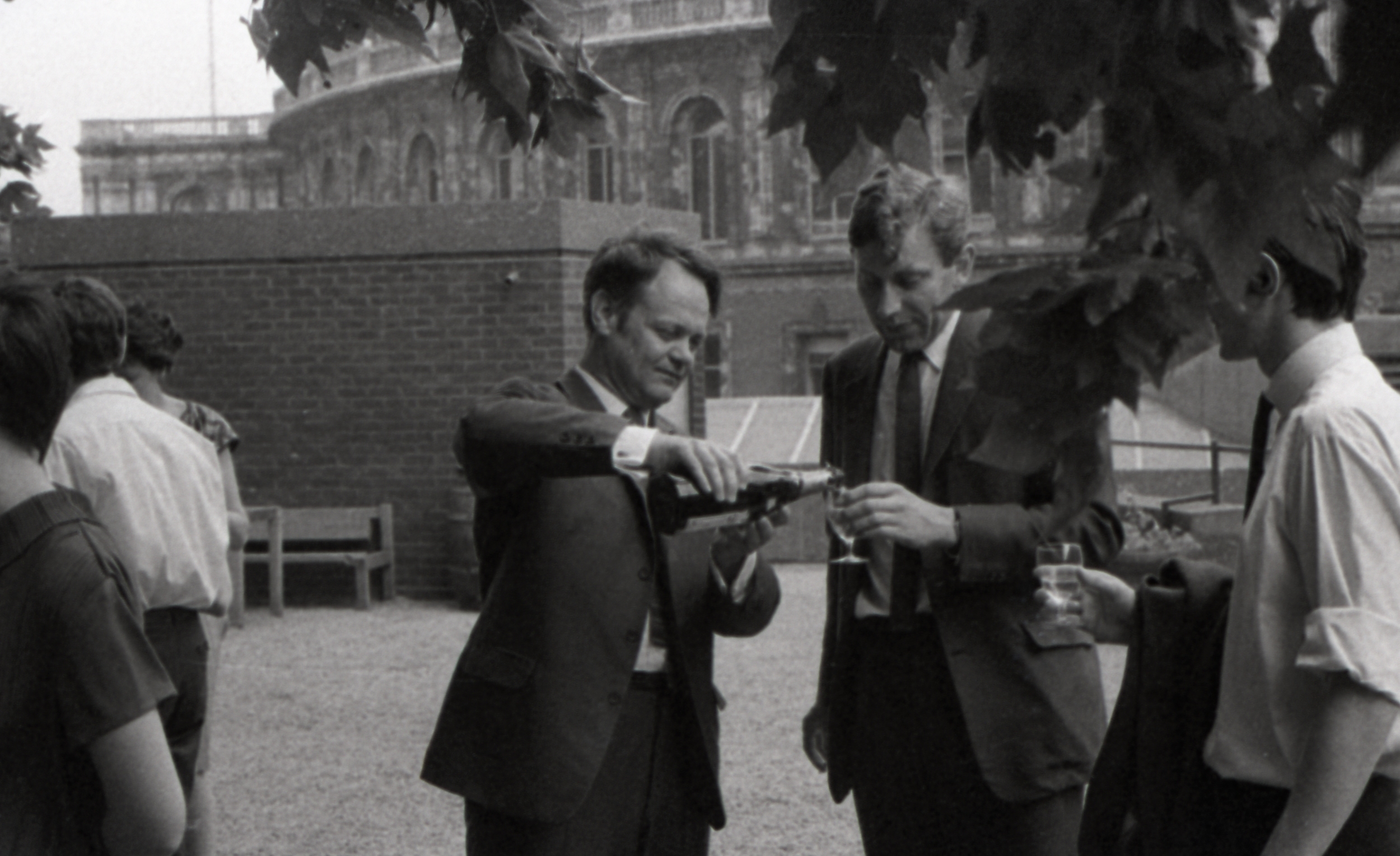 Archer celebrating the award of his Doctorate on the roof of the Royal College of Art, probably in 1968. From the Agnew Archive, Royal College of Art, London.