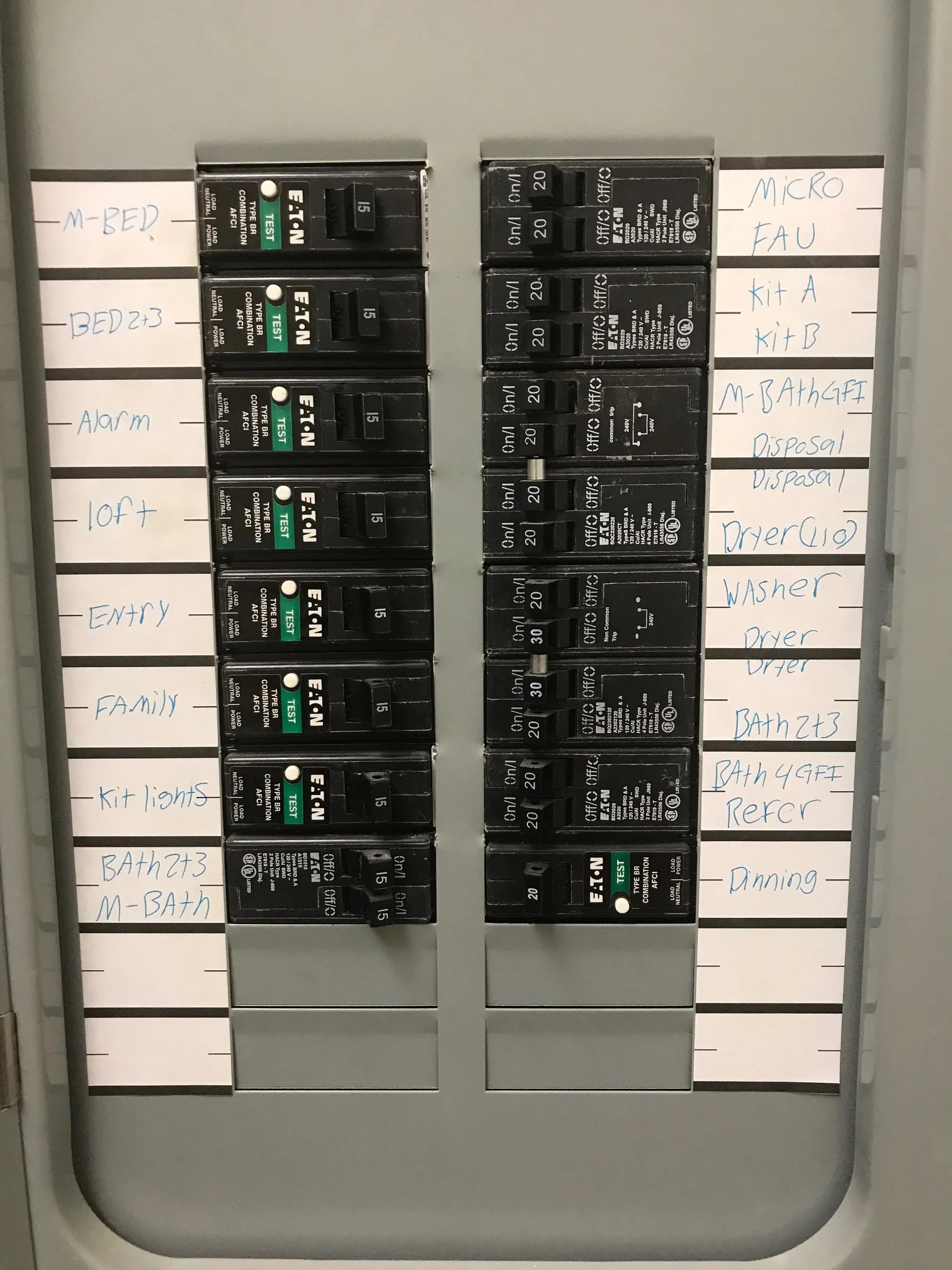 5 - Sub Panel Circuit Breakers