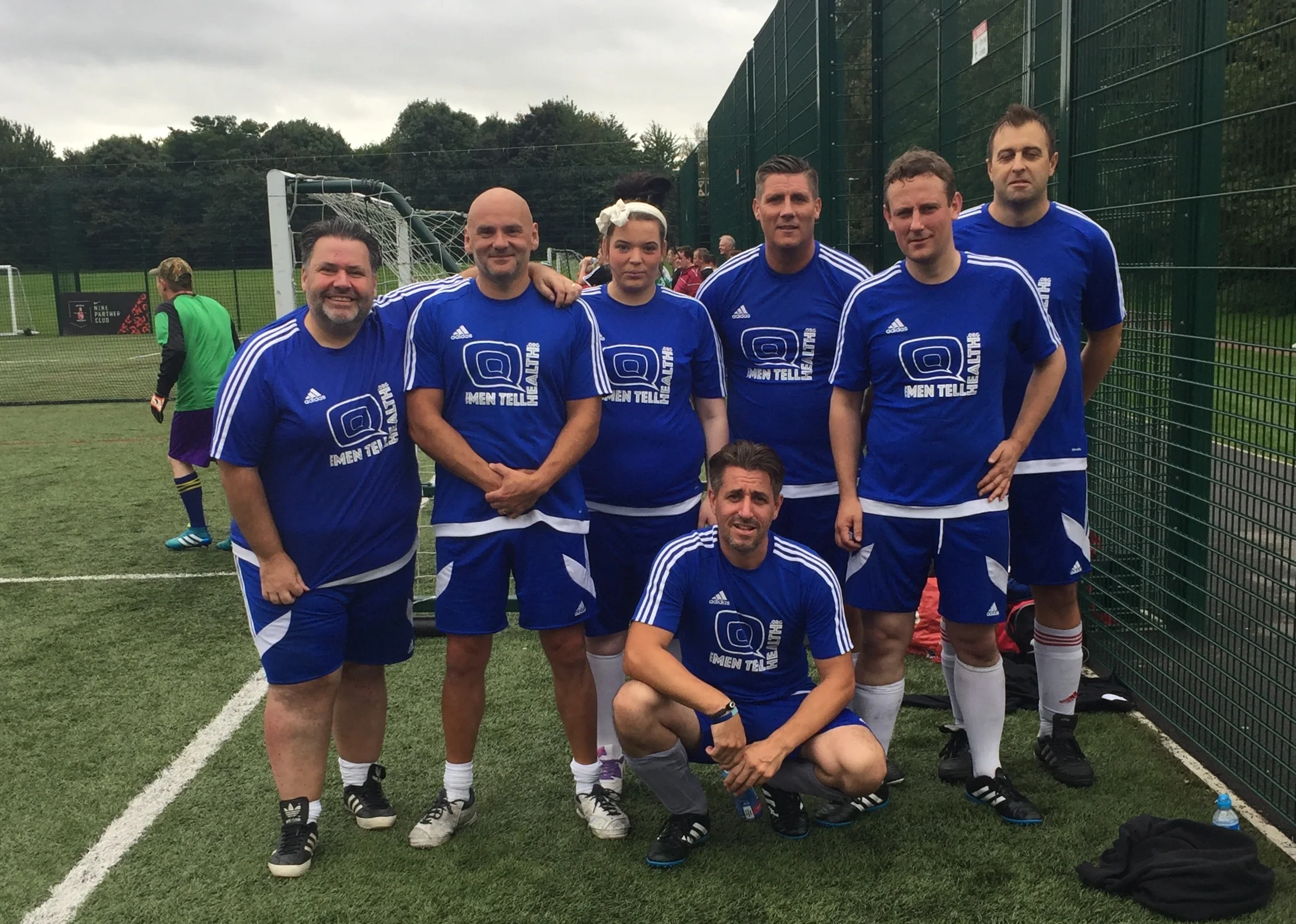 Men Tell Health v3.0 L-R Gary 'I wonder if he'll win a trophy' Pollard, Richard 'Captain Fantastic' Bendelow, Aimee 'Silent but deadly' Caisley, Gavin 'Awesome' Dawson, Lee 'Midfield Rock' Finley, Gareth 'Giant Calves' Cooper, Andrew 'FitBit' Clarke.