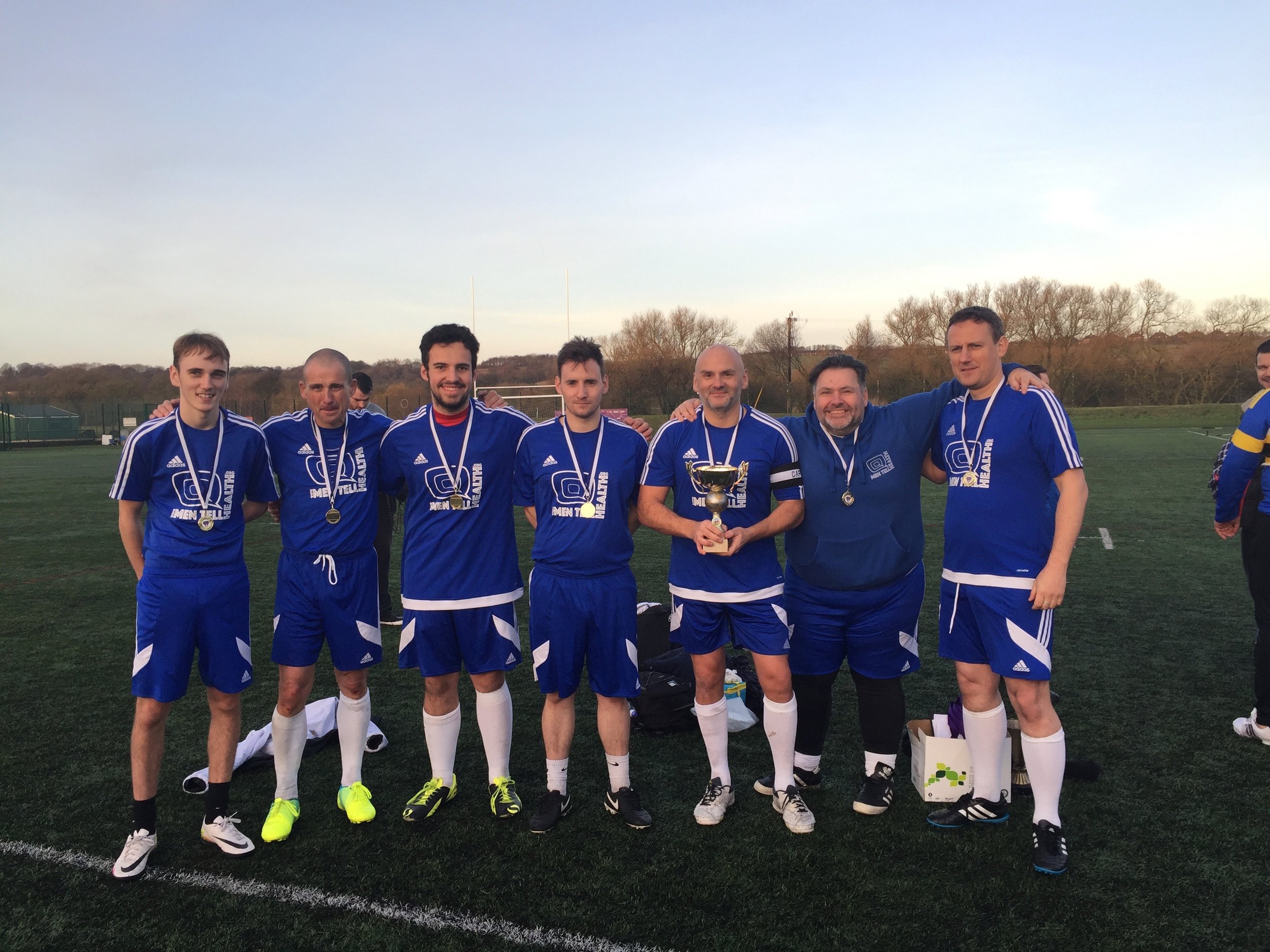 The now 'award-winning' Men Tell Health football team.....minus those who had to leave early!