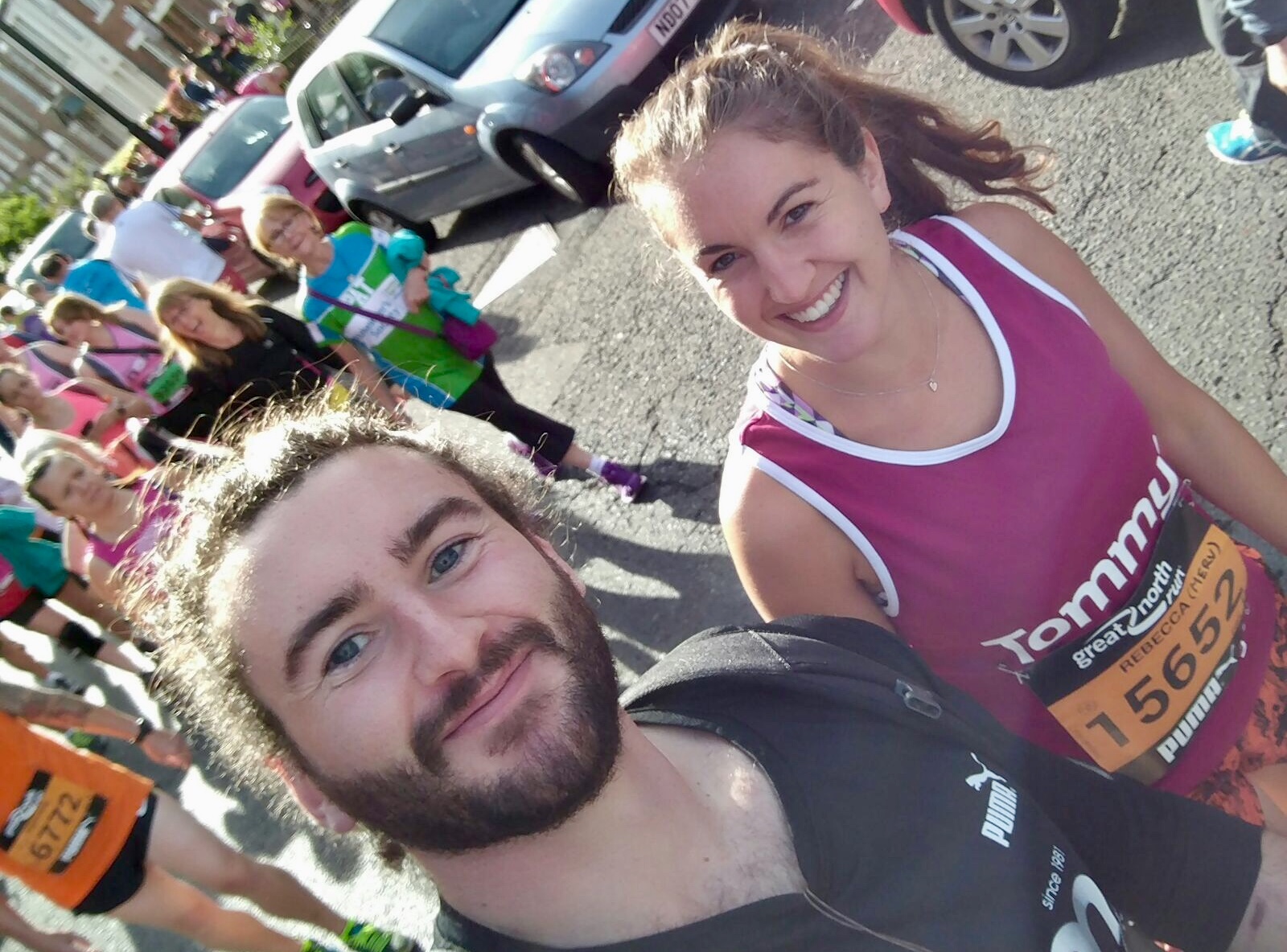 Dan and Rebecca running the Great North Run together. Dan decided to do it in Converse trainers in which he'd barely ran a mile before!! He was clearly mad, but they had a great day. That was the last day Rebecca saw him, so, as you can Imagine, the photo means a lot to her.