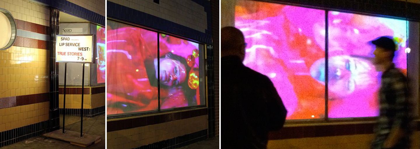 elfmädchen showing in the SPAD storefront, left and center images by idan levin.