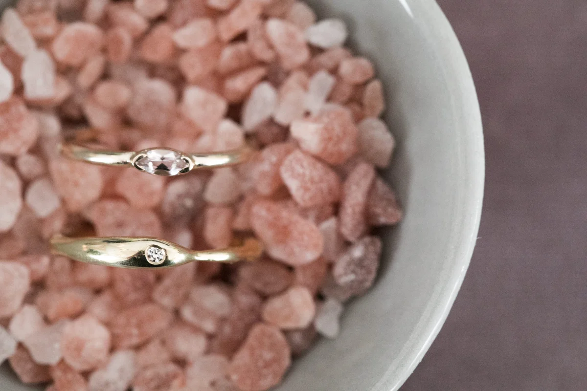 Simple gold and diamond wedding bands from Bario Neal - NoMad Hotel Wedding in New York City