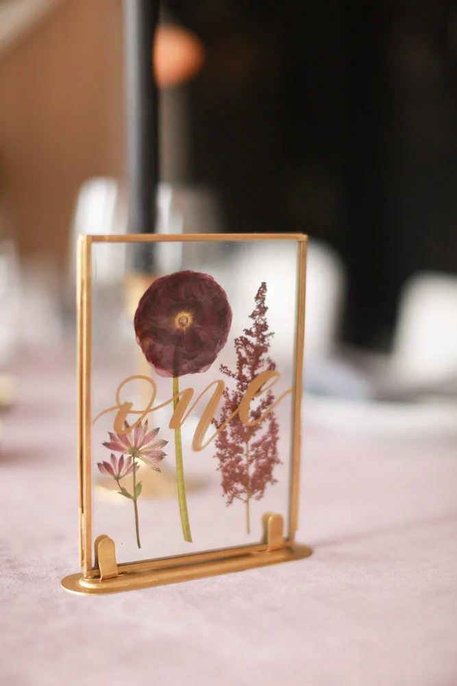 Pressed flower table numbers from Framed Florals - NoMad Hotel Wedding in New York City
