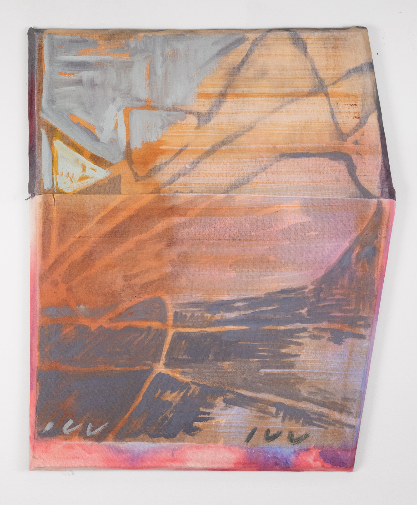   Two Dactyls   21.5 x 16 in (dimensions variable)  Oil, acrylic, and dye on sewn canvas  2019    