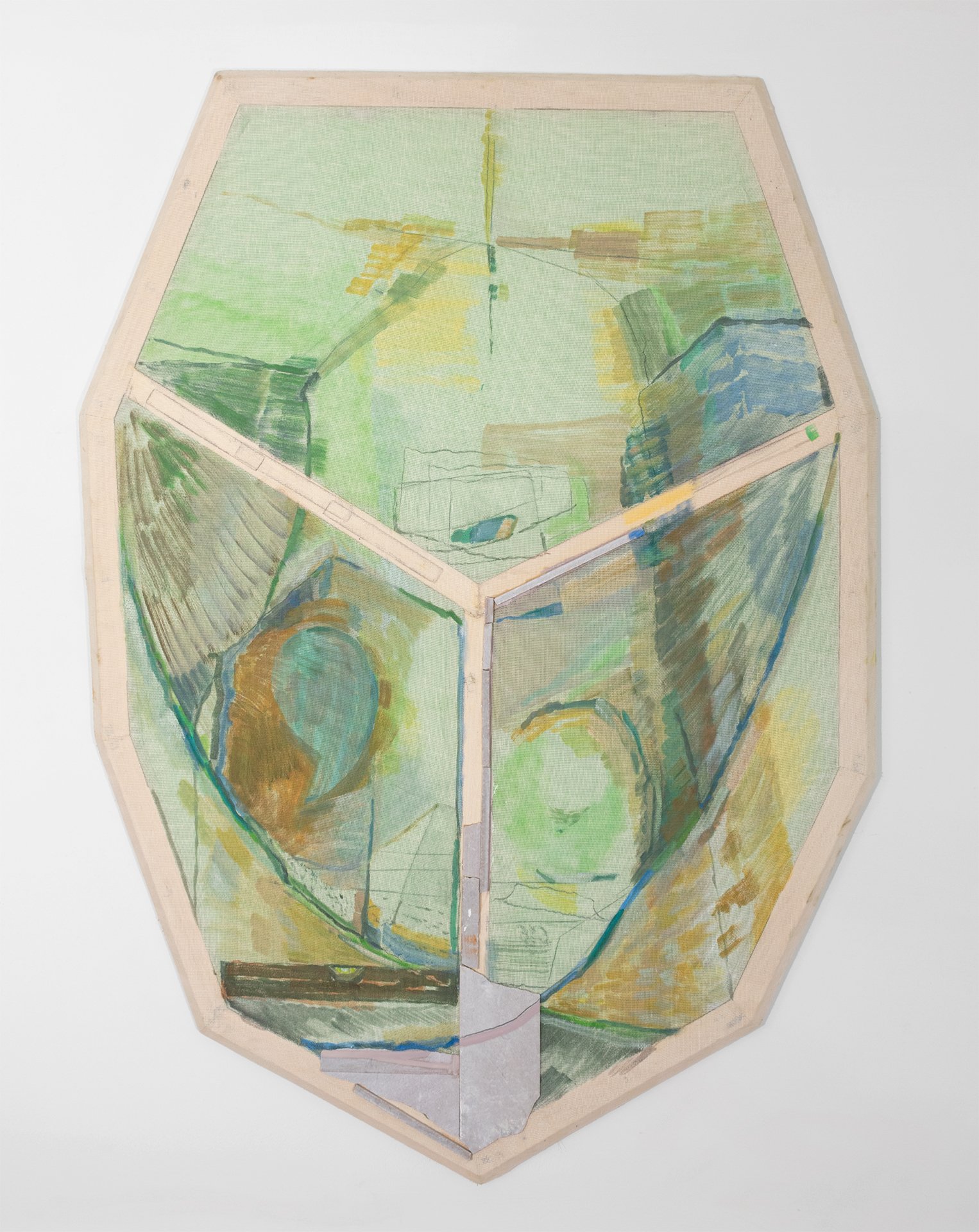 Parabole, 2022, 55” x 40 in., oil, graphite, dye, and marble on linen with beveled pine, 2022 