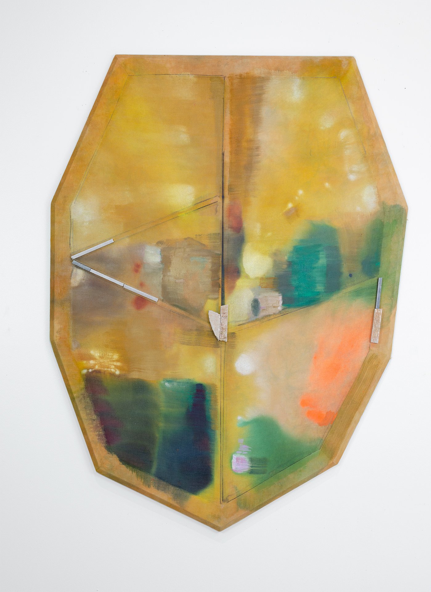  Airborne, 45 x 35 in., acrylic, oil, and marble on linen with beveled pine, 2022 