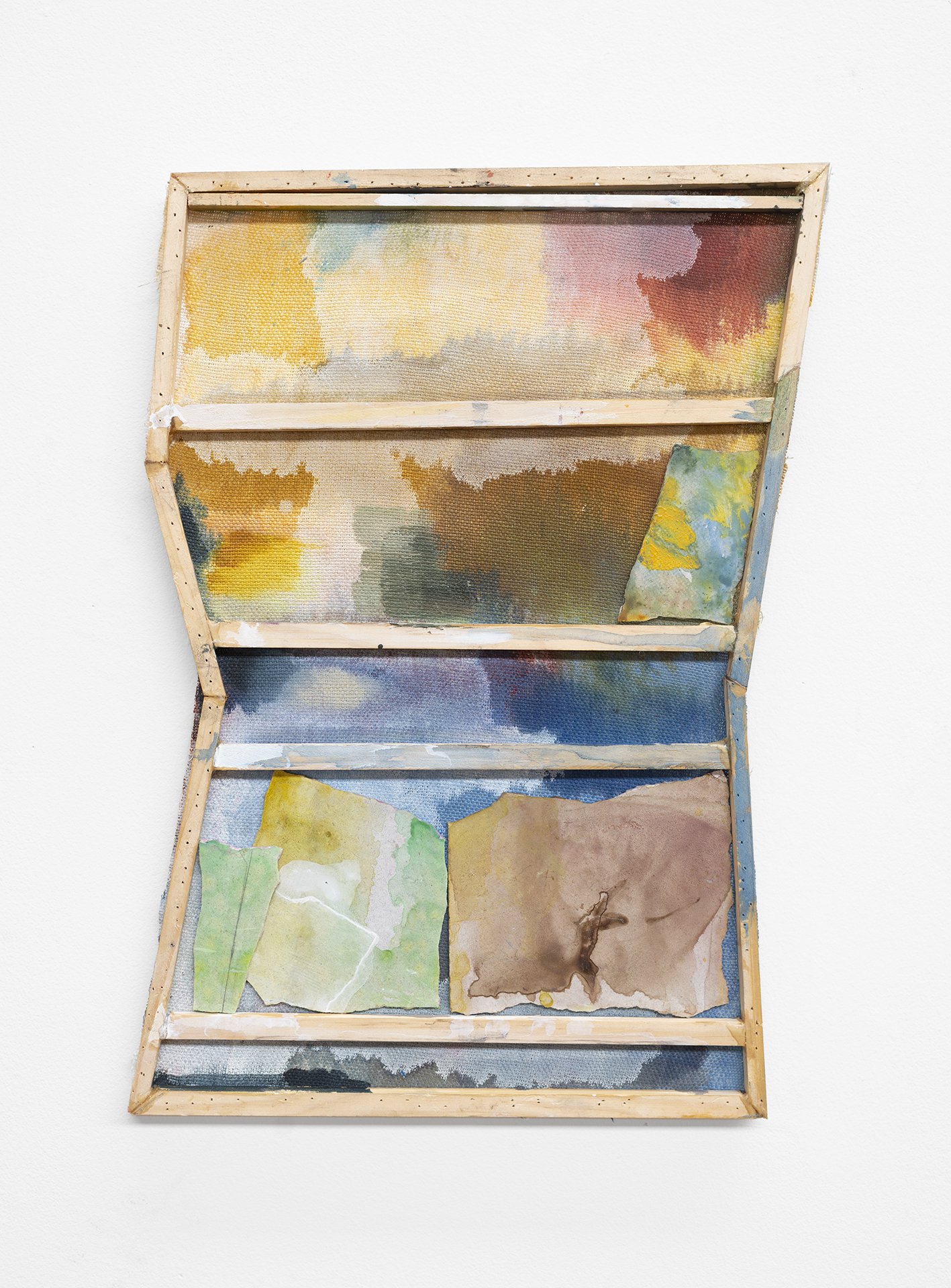  Untitled (quarry), 16 x 10 inches (variable dimensions). Acrylic, graphite, and marble on linen with pine, 2023. 