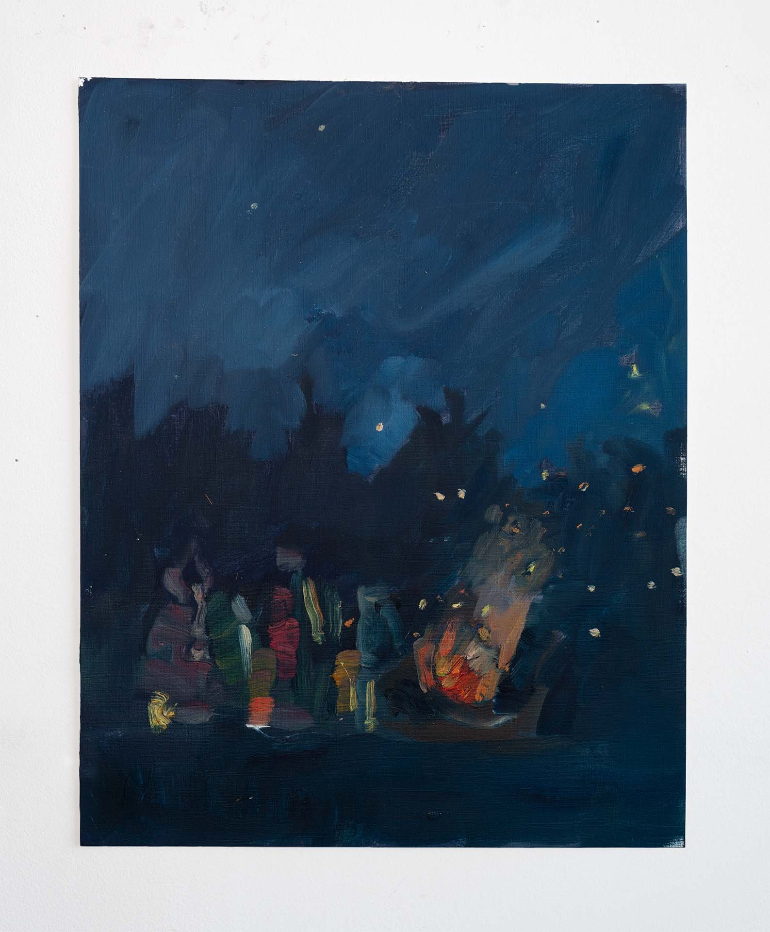  Night Painting (Norton Island Fire Pit), 12 x 9 inches. Oil on paper, 2023. 