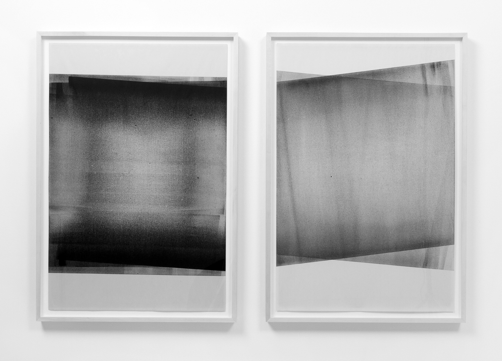  Untitled Diptych (reflected/repeated #1, and #4)  2014, Oil based ink on newsprint, 24 x 36 inches each  