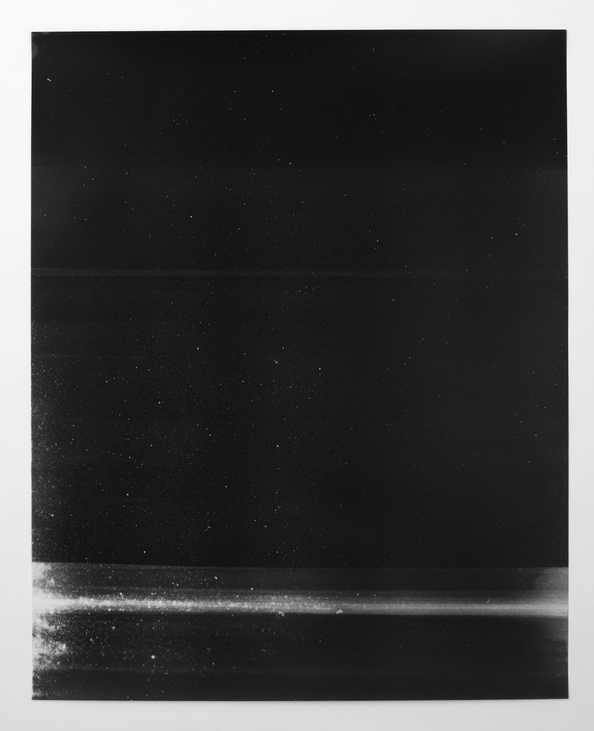   Untitled (black, from the series reflected/repeated - light becomes form, the horizon rests into view)  2015.&nbsp; Oil based ink painted on frosted mylar.&nbsp; 20 x 25 inches unframed.&nbsp; 