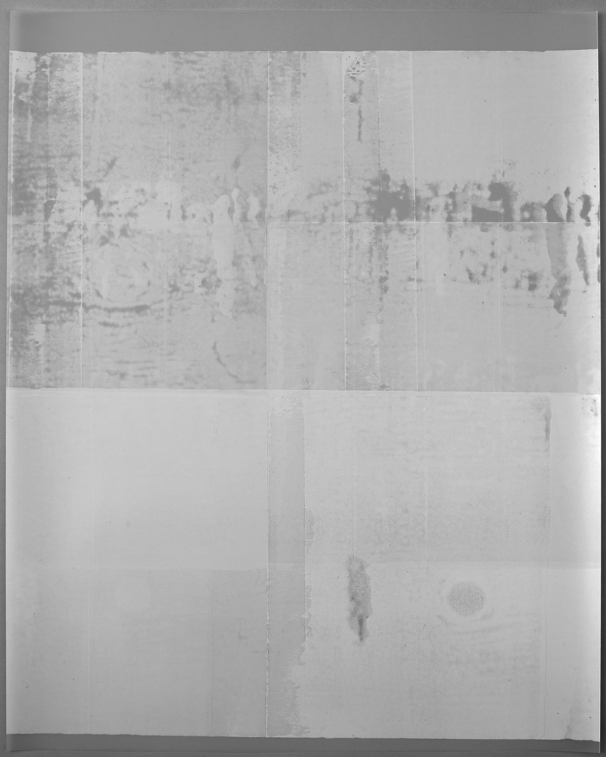   Untitled (white, from the series reflected/repeated - light becomes form, the horizon rests into view)  2015. &nbsp;Oil based ink painted on frosted mylar.&nbsp; Photographed here unframed against a grey background. 20 x 25 inches  