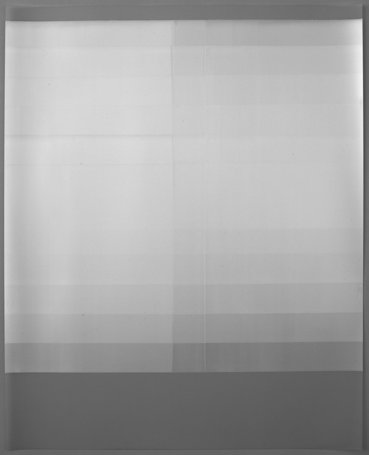   Untitled (white, from the series reflected/repeated - light becomes form, the horizon rests into view)  2015. &nbsp;Oil based ink painted on frosted mylar.&nbsp; Photographed here unframed against a grey background. 20 x 25 inches  