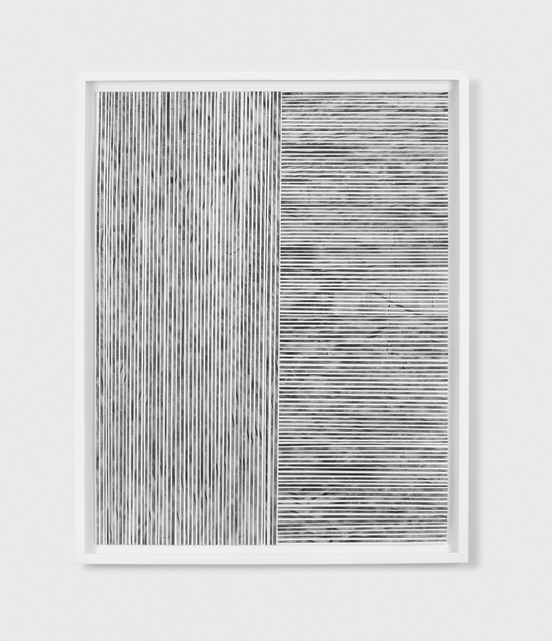   Untitled (the line between #2)  2014, charcoal and powdered graphite on translucent tape, cut and arranged on cotton paper, 22 x 28 inches 