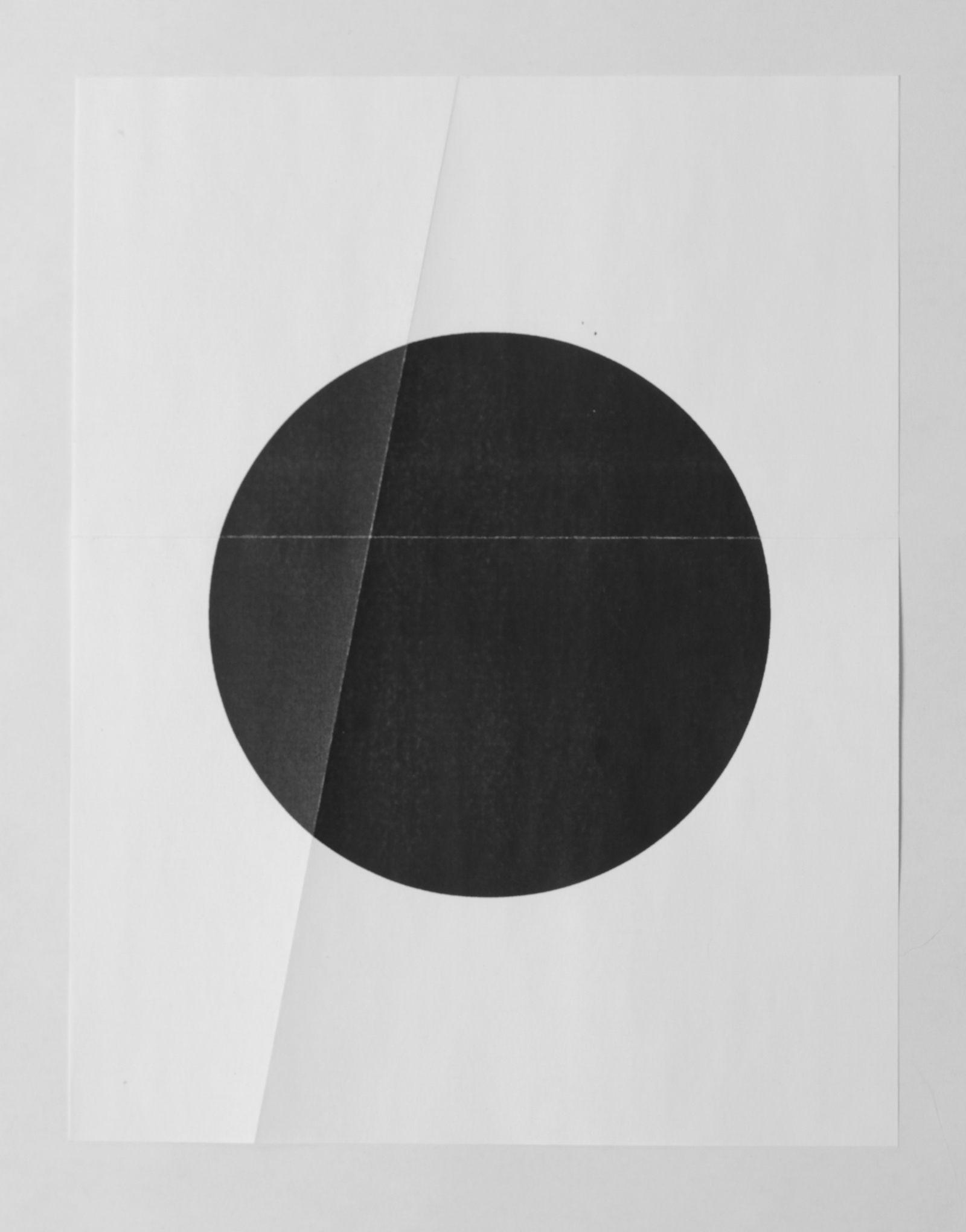   from the ongoing series: O/, Divided/Defined, Weights, Measures, and Emotional Geometry  2013, Folded photocopied circle. 8 x 10 inches folded 