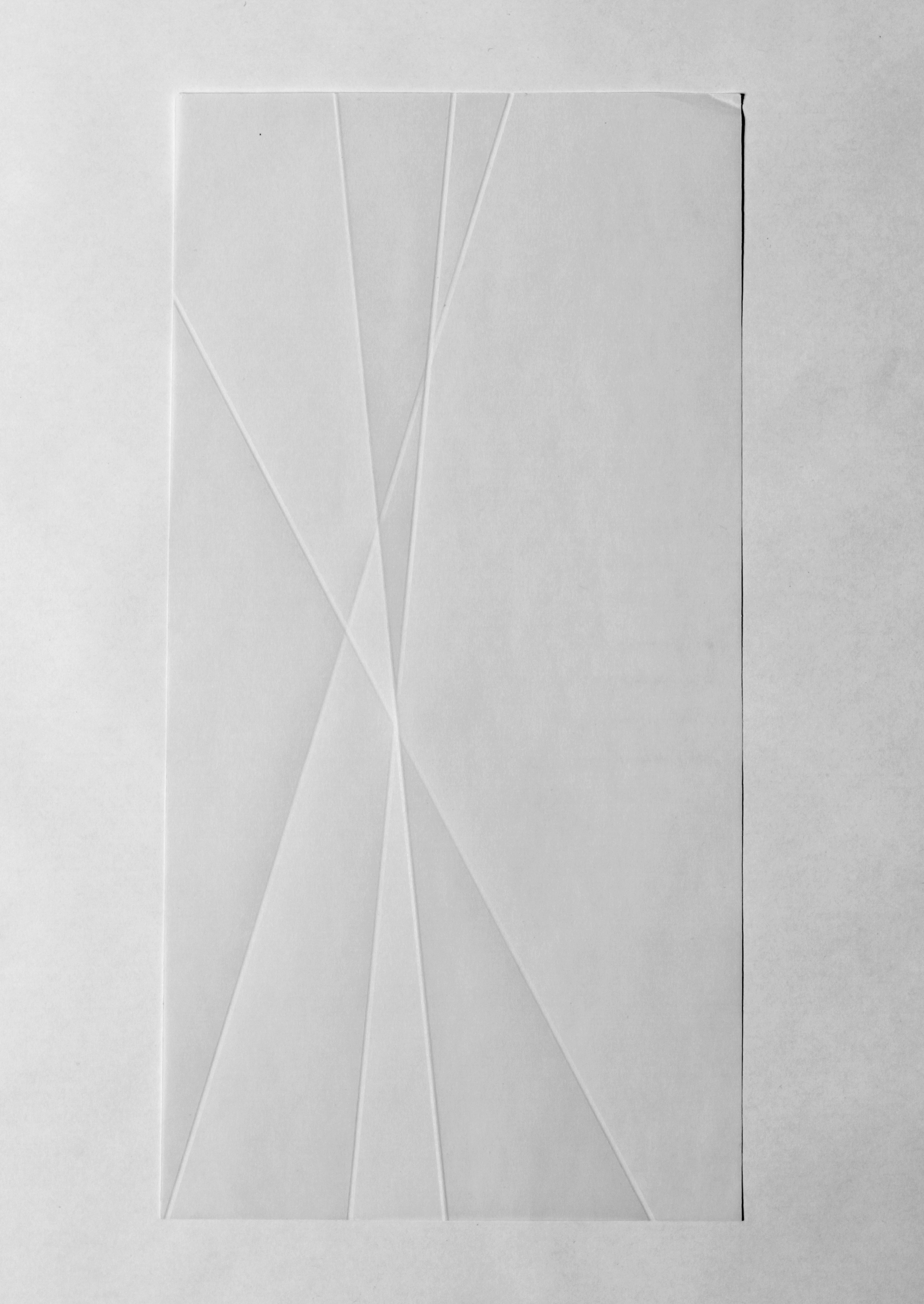   from the ongoing series: O/, Divided/Defined, Weights, Measures, and Emotional Geometry  2013, Folded Mylar. 8 x 10 inches folded 