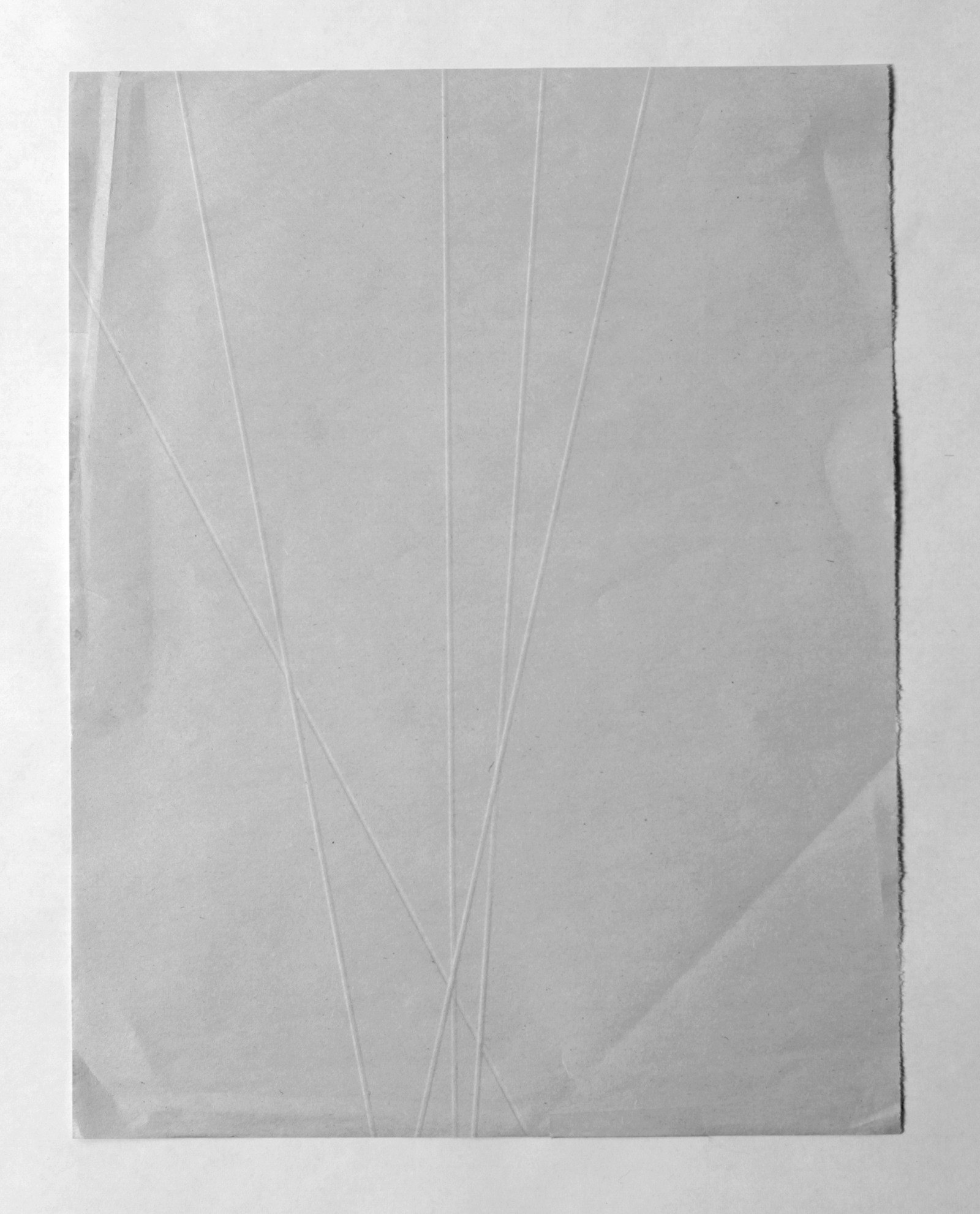   from the ongoing series: O/, Divided/Defined, Weights, Measures, and Emotional Geometry  2013, Folded newsprint. 8 x 10 inches folded 