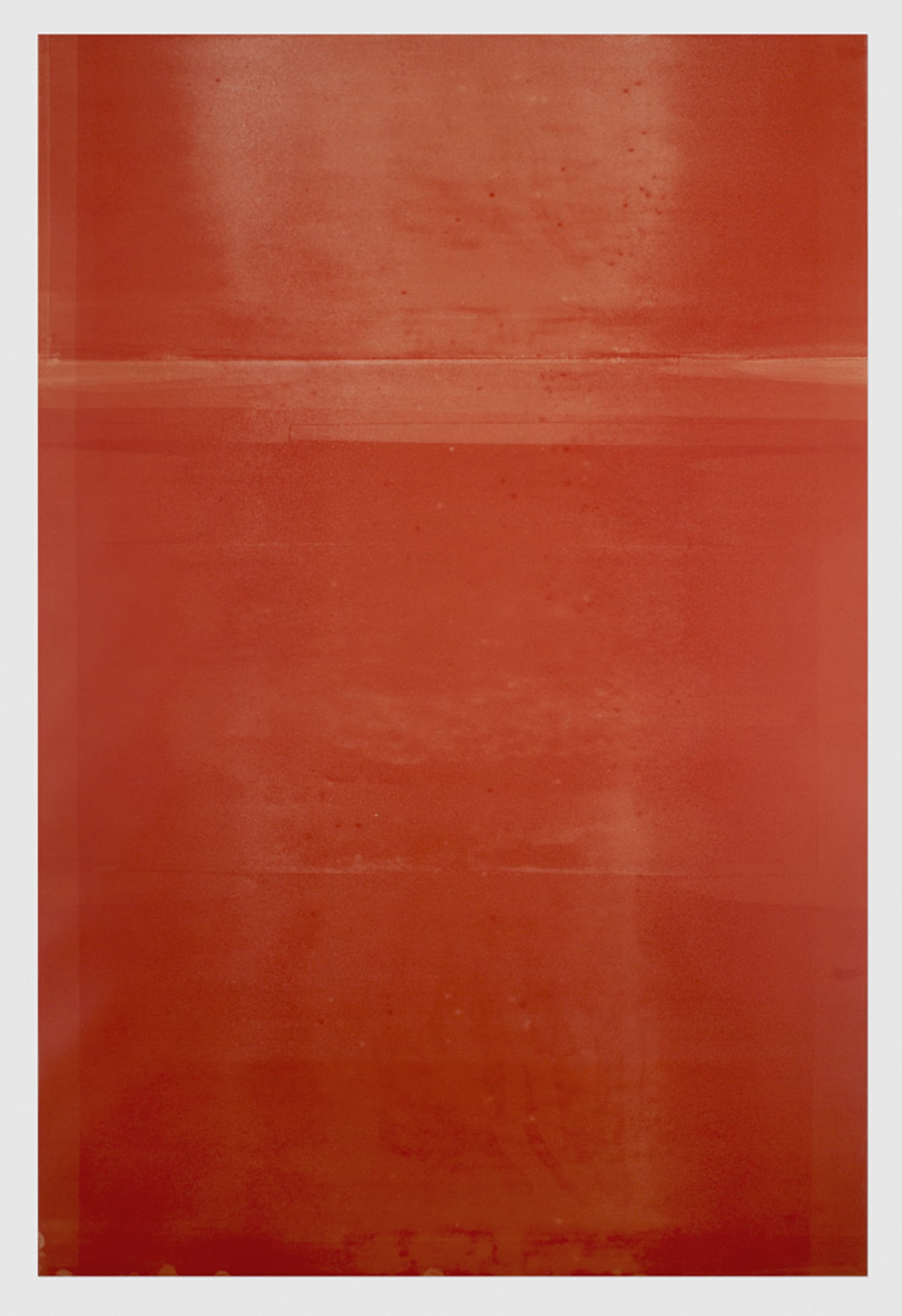   Untitled (red #2 from the ongoing series reflected/repeated)  2014, oil based ink painted onto mylar 24 x 36 inches 