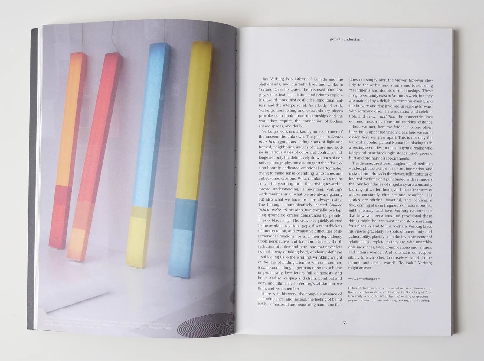   Overlaps and Meeting Places: The Work of Jim Verburg,&nbsp;  by Hilton Bertalan,&nbsp; Hello Mr. Magazine Issue One, 2013 