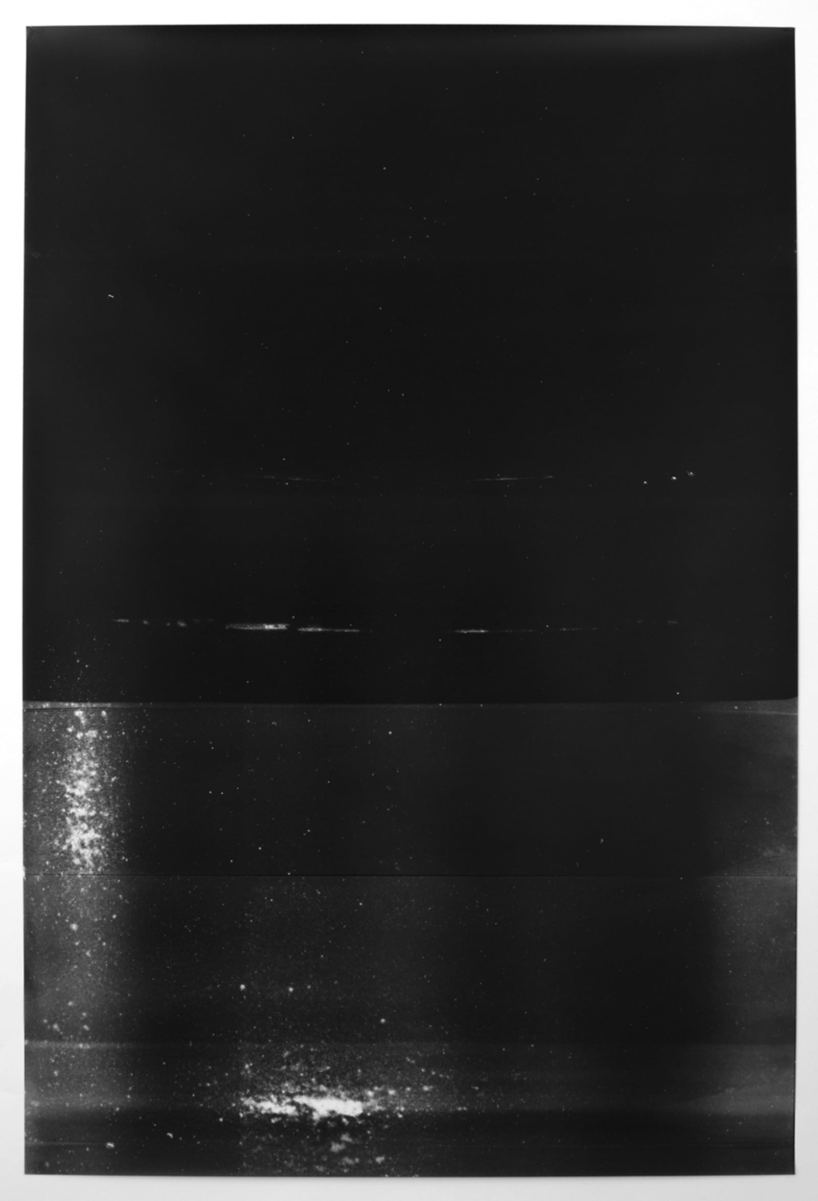   Untitled (black, from the series reflected/repeated - light becomes form, the horizon rests into view)  2015.&nbsp; Oil based ink painted on frosted mylar.&nbsp; 24 x 35 inches unframed.&nbsp; 