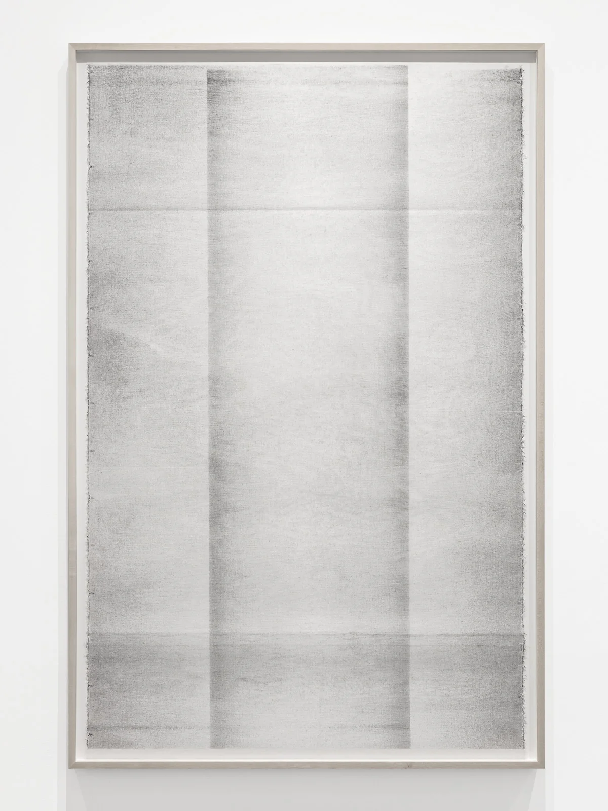    Untitled (...in and of itself) , 2017, Oil based paint, graphite and charcoal on tarlatan (starched cotton), 61 x 40 inches  