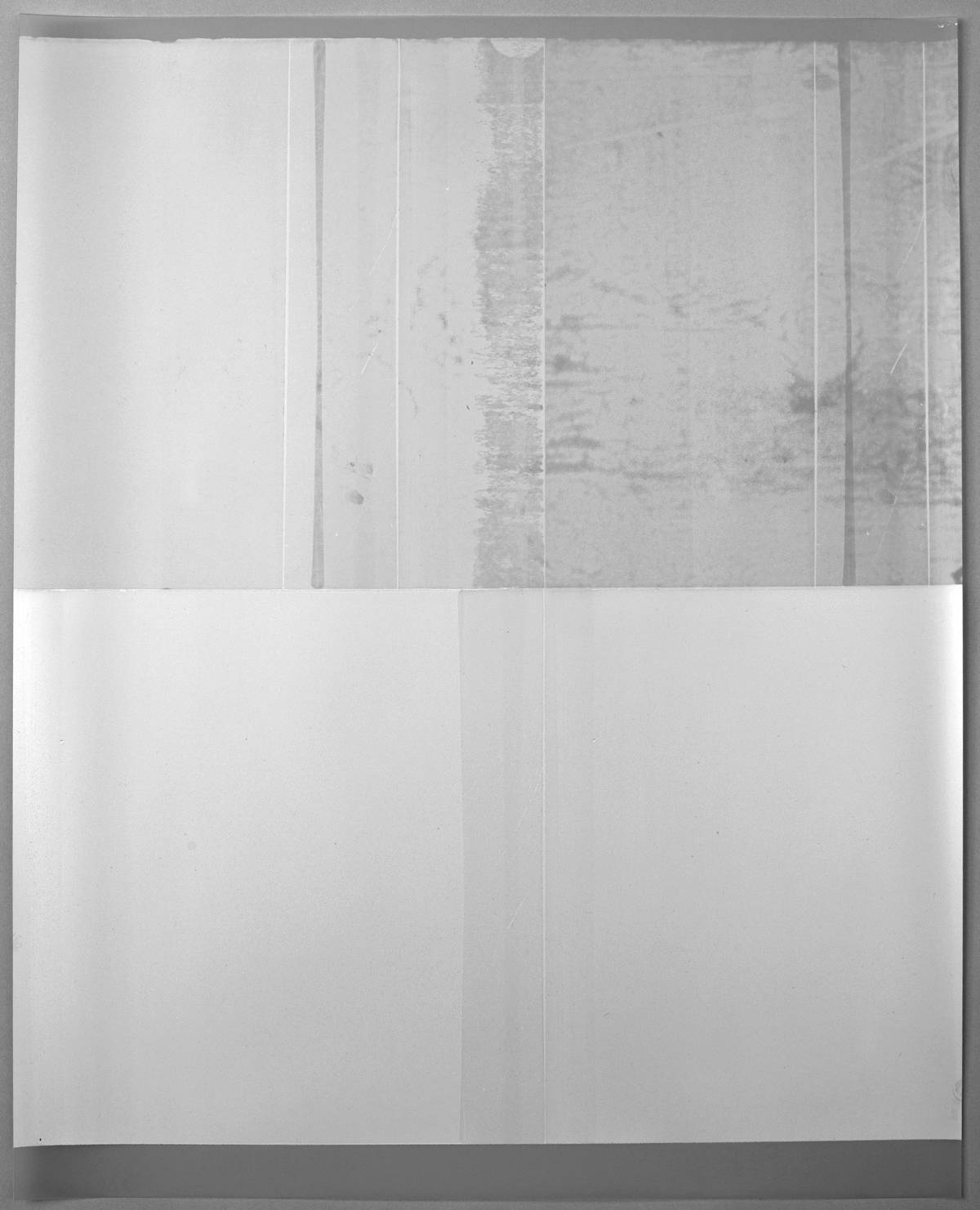    Untitled (white, from the series reflected/repeated - light becomes form, the horizon rests into view)  2015. &nbsp;Oil based ink painted on frosted mylar.&nbsp; Photographed here unframed against a grey background. 20 x 25 inches  