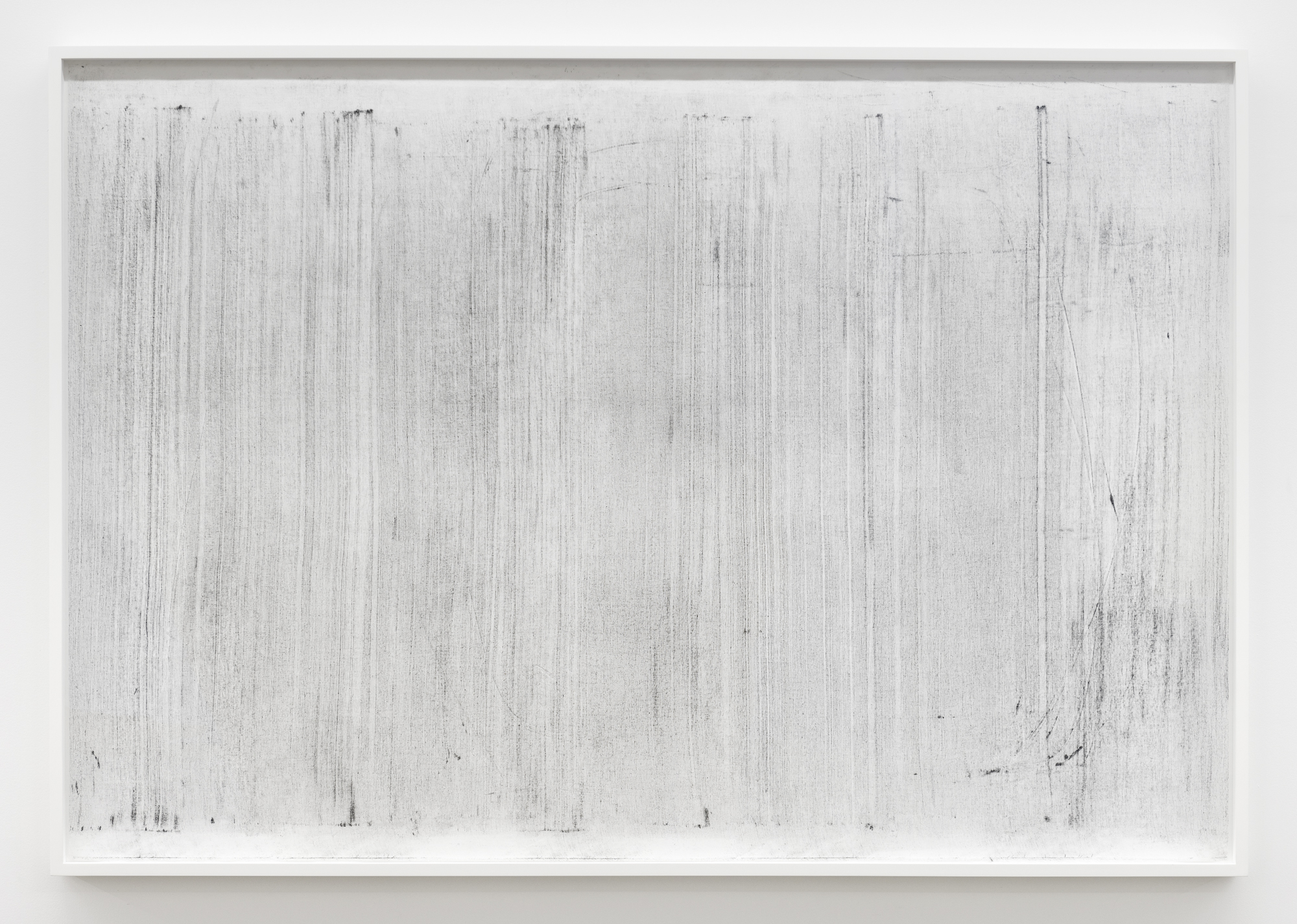  Untitled (where it becomes clear #2),&nbsp; Oil based paint, graphite and charcoal on tarlatan, 2018, 41 x 60 inches 