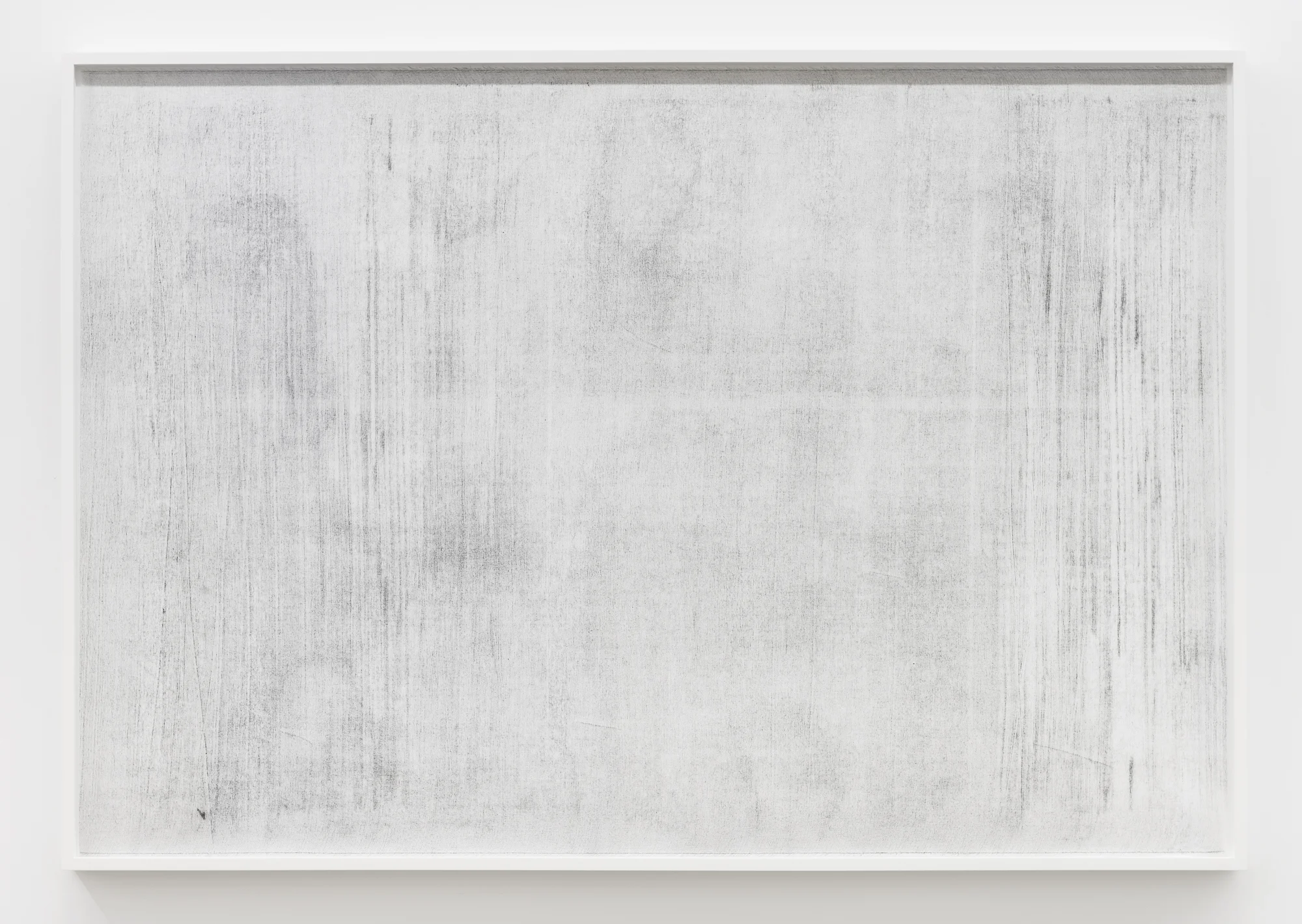   Untitled (where it becomes clear #1) , Oil based paint, graphite and charcoal on tarlatan, 2018, 41 x 59 inches 