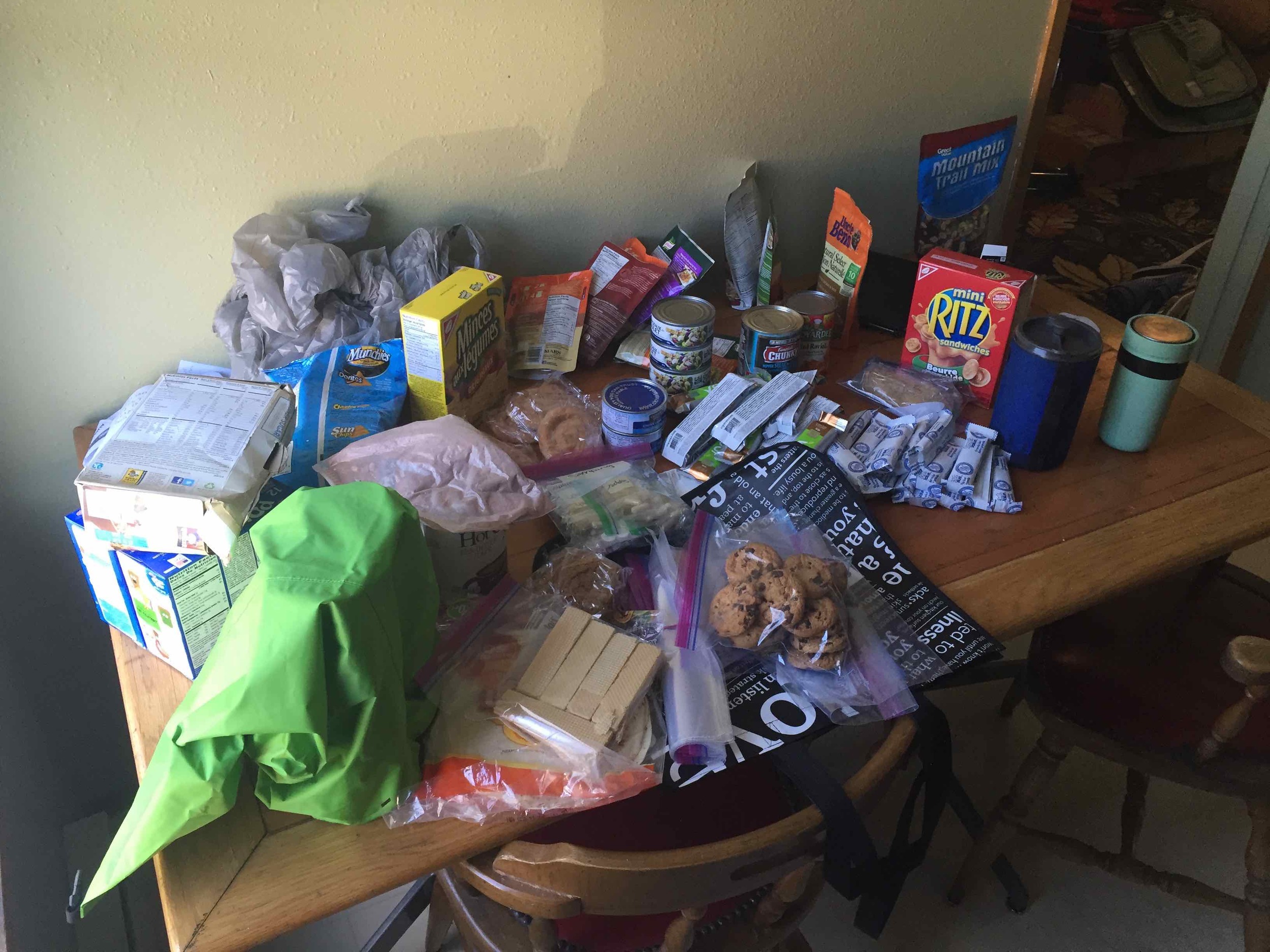 All the food we were packing for our week trip.