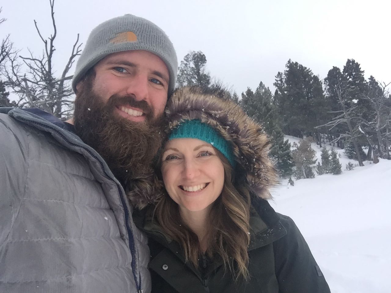 Twila and I enjoying the snow in Yellowstone.