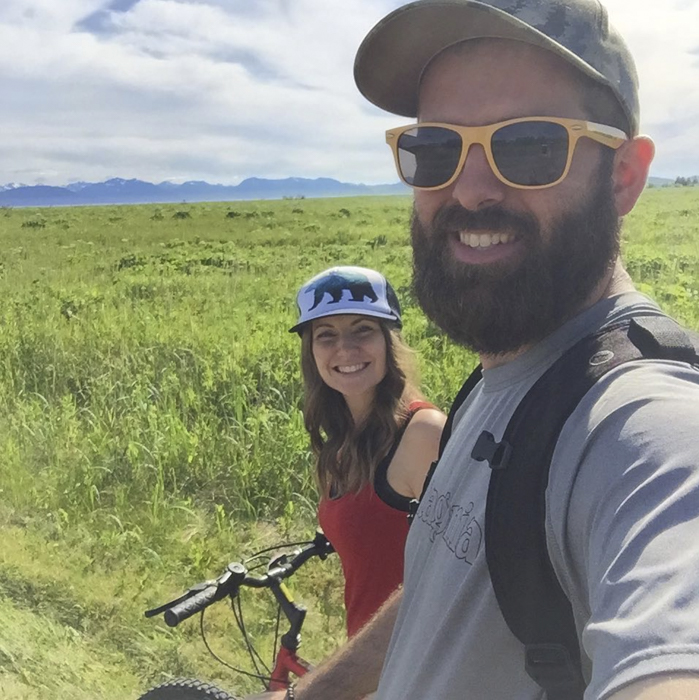 Twila and I riding our bikes down to the beach!