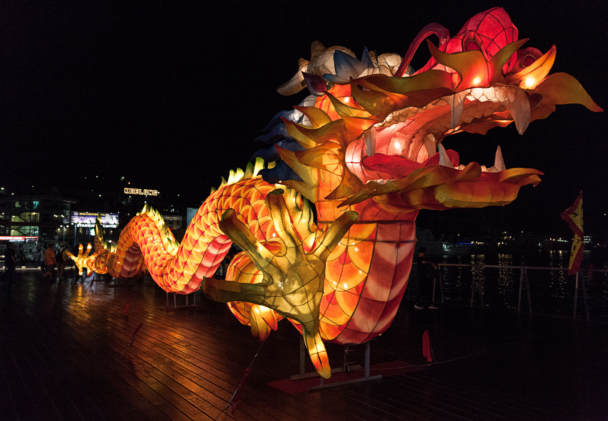 Giant dragon lantern in honor of the Mid-Summer Ghost Festival in Keelung City
