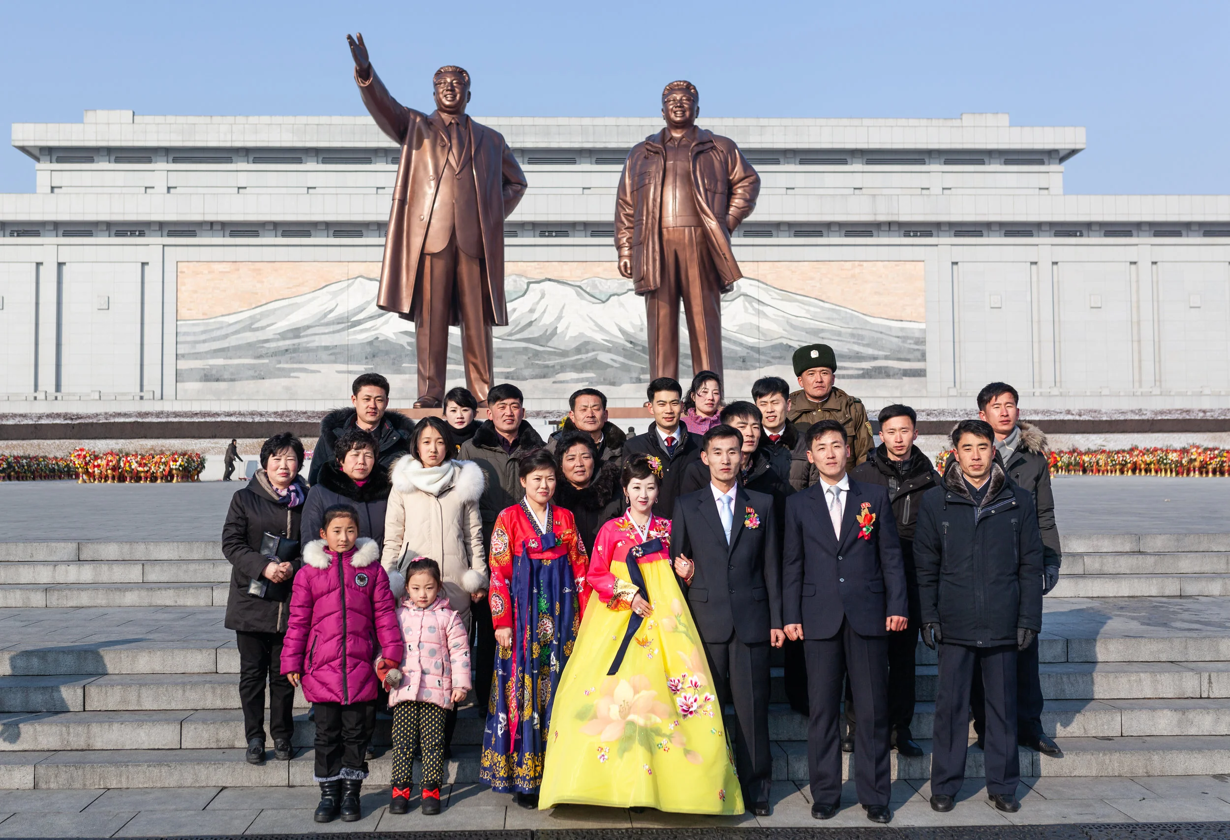 A wedding party in front of the Mansudae Grand Monument — Pyongyang