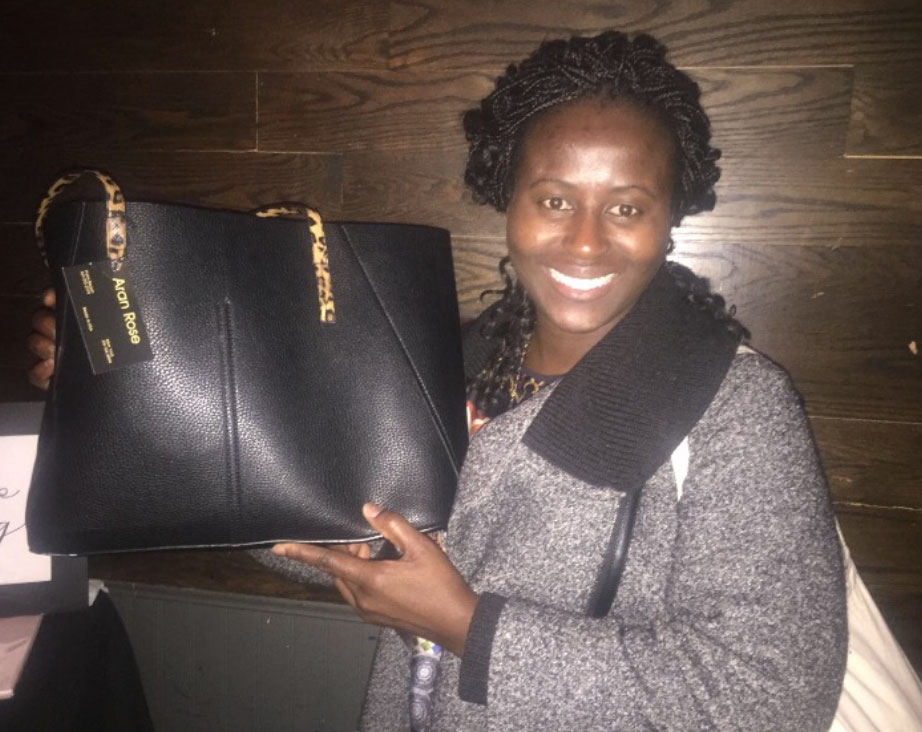 Lovely Raffle winner with her Aran Rose Designs tote!