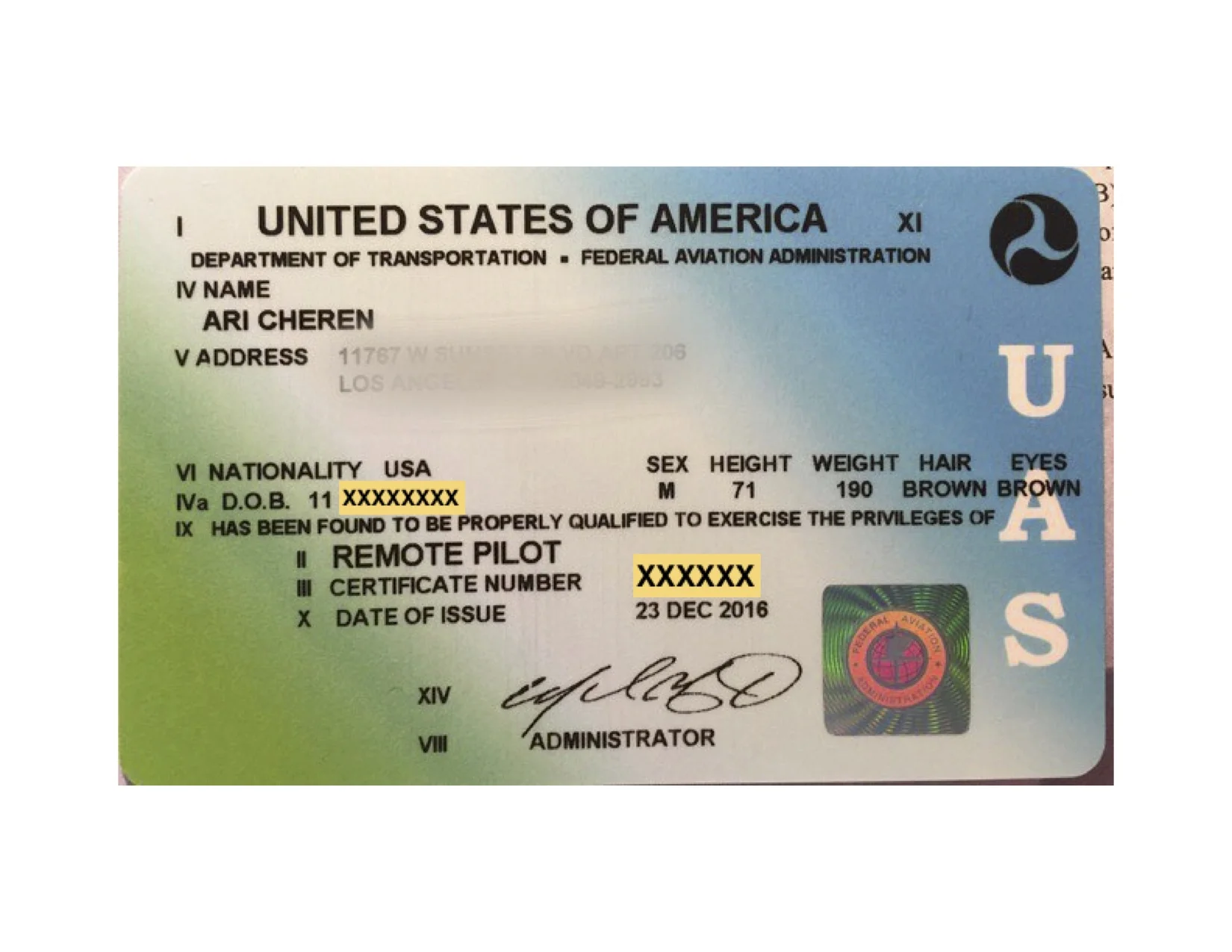 Our FAA License