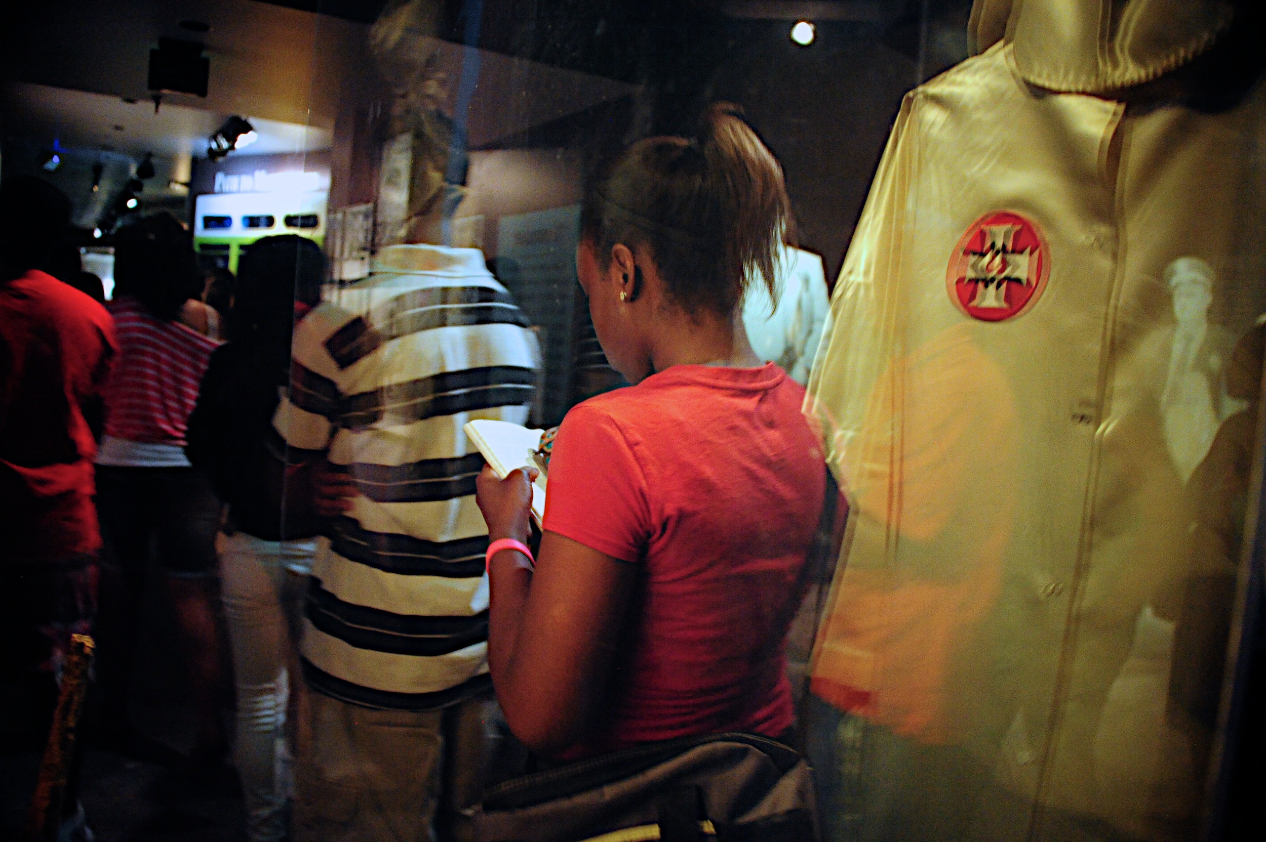 Birmingham Civil Rights Institute KKK cloak reflection 8799.jpg