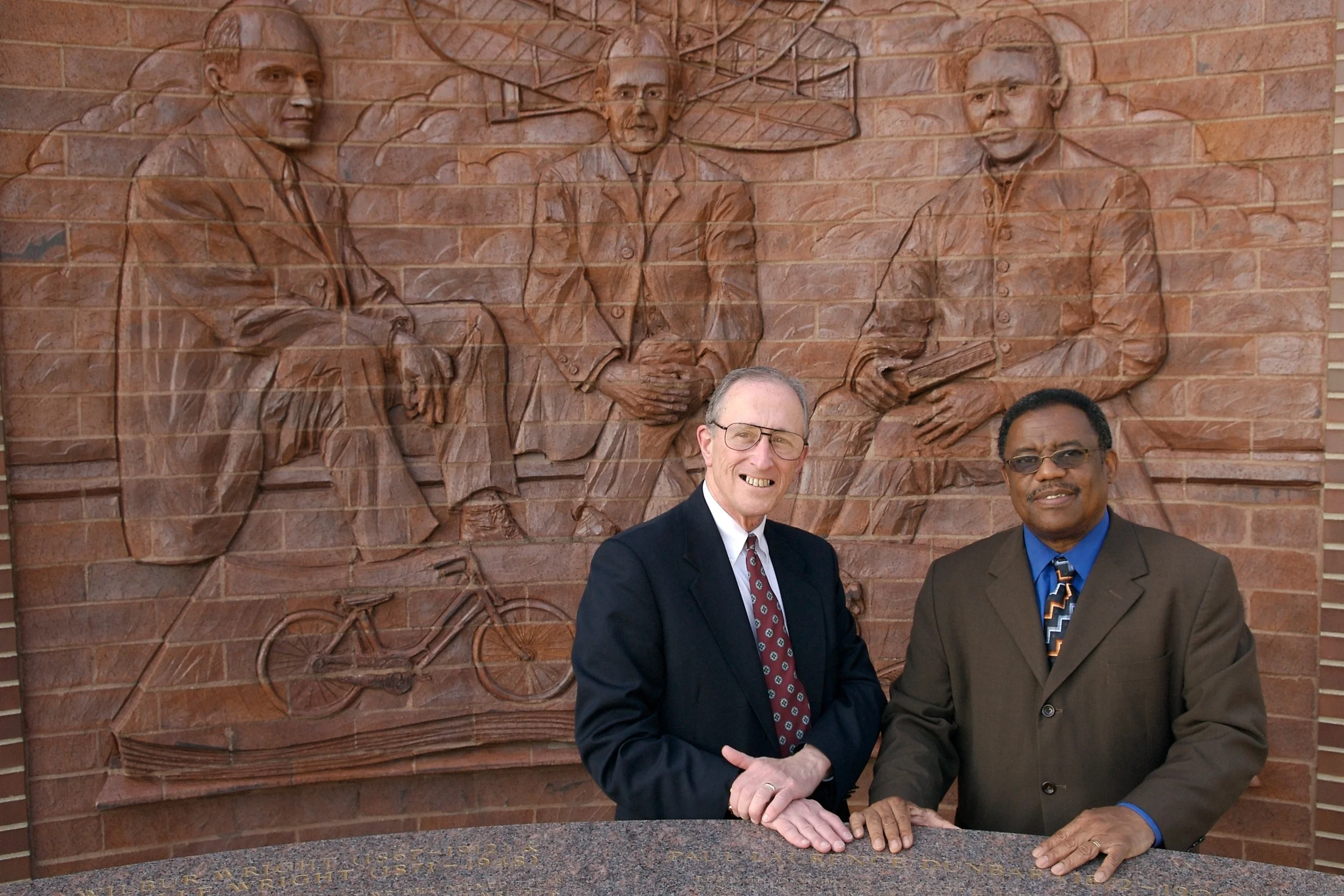 Judge Walter Rice &amp; City Commissioner Dean Lovelace - Dayton, OH - photographed in the Wright-Dunbar neighborhood celebrating the early interracial friendship of the Wright Brothers and poet Paul Laurence Dunbar.