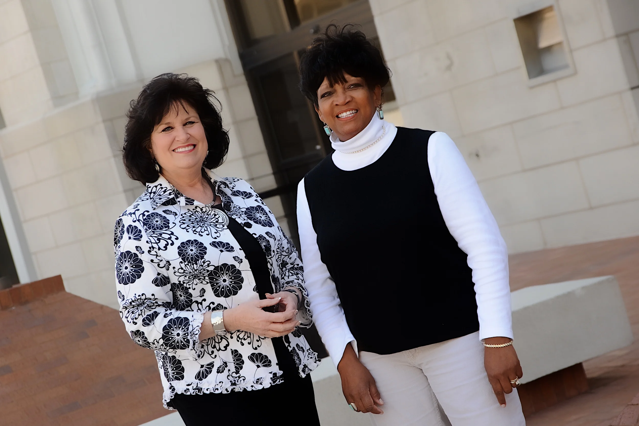 Christie Fowler and Frances Jordan, Greenwood Cultural Center Executive Director, helped integrate Tulsa Central High School in the mid/late 1960s and were close friends. After losing touch, they reconnected about 40 years later. Photographed in fro…