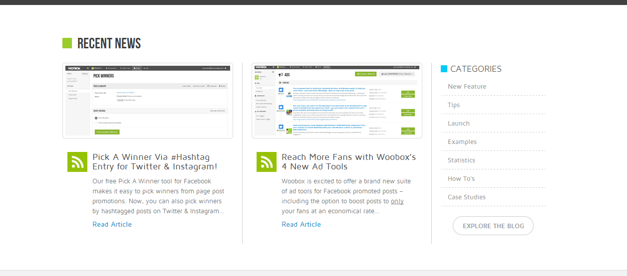 My new version of the "Recent News" section, to better match with the original design