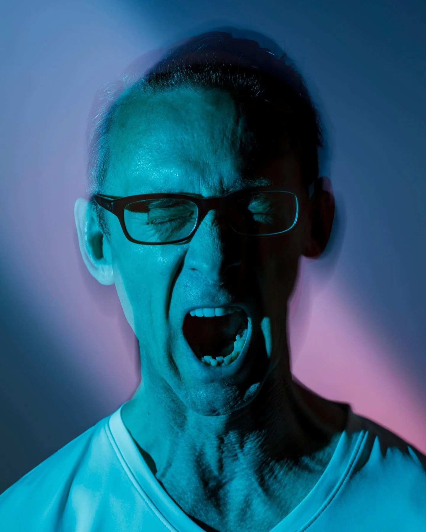 @esquire reached out to use some images we had of the amazing @chuckpalahniuk for a profile about him and his 26th(!) book.  Link in our bio. He was a very good sport about indulging us with our lights and colors and well, the screaming. Tyler Durden