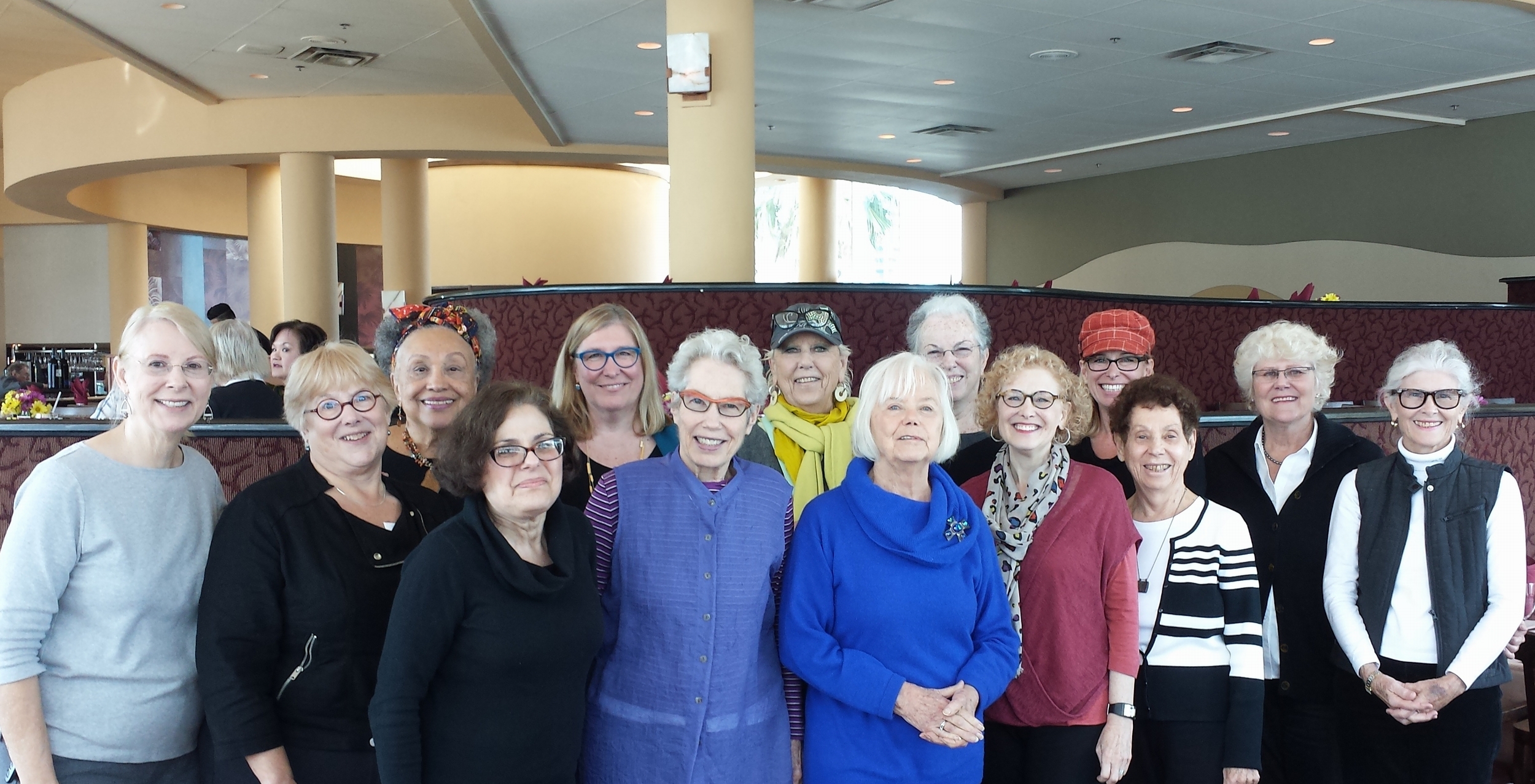 Pictured left to right: Diane Schmidt, Susan Klein, Eleanor Merritt, Ellen Mason, Margy Rich, Peppi Elona, Judy Just, Ruth Höök Colby, Judy Lyons Schneider, Jana Millstone, Evelyn McCorristin Peters, Madelaine Ginsberg, Jamie Friedli, Jacqueline Cla…