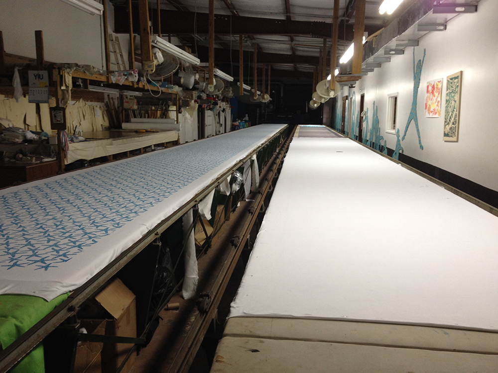 print tables covered in fabric