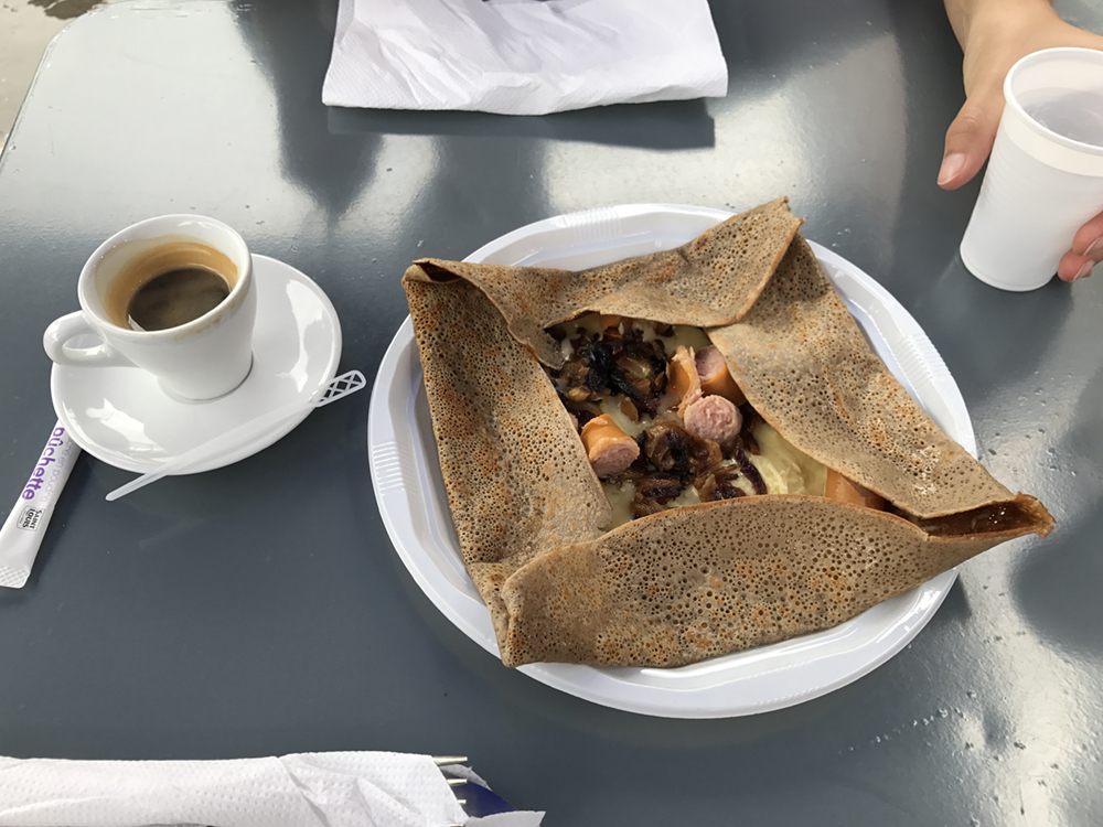 hot dog crepe! It had said ham...
