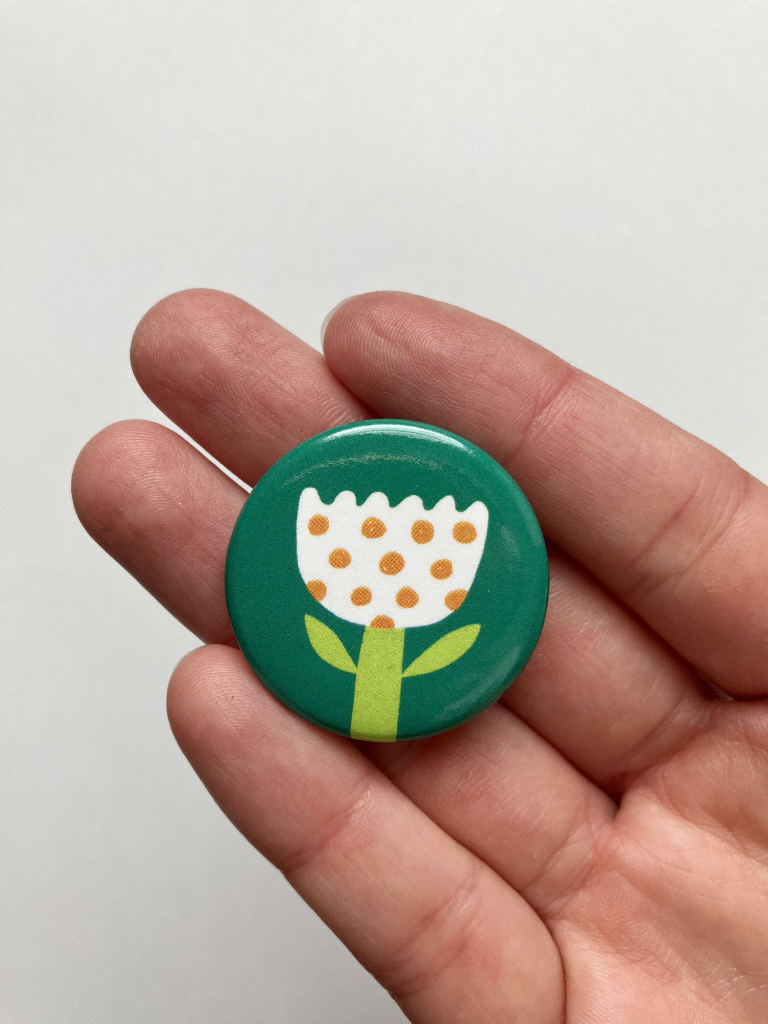 Polka Dot Flower Pin-back Button