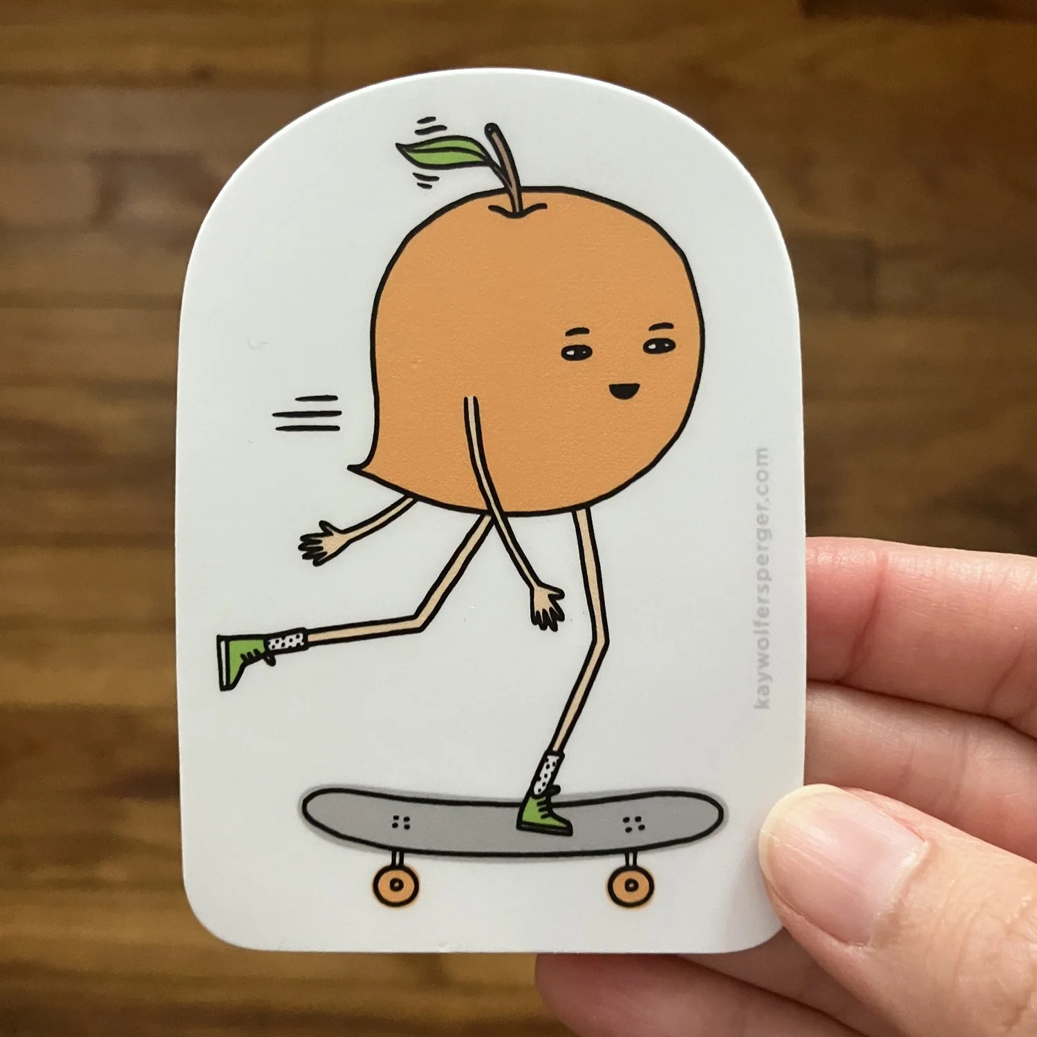 Skateboarding Peach Vinyl Sticker