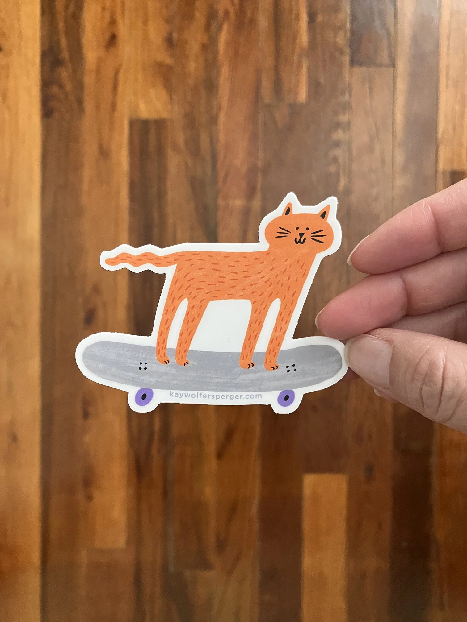 Skate Kitty Wavy Tail Vinyl Sticker